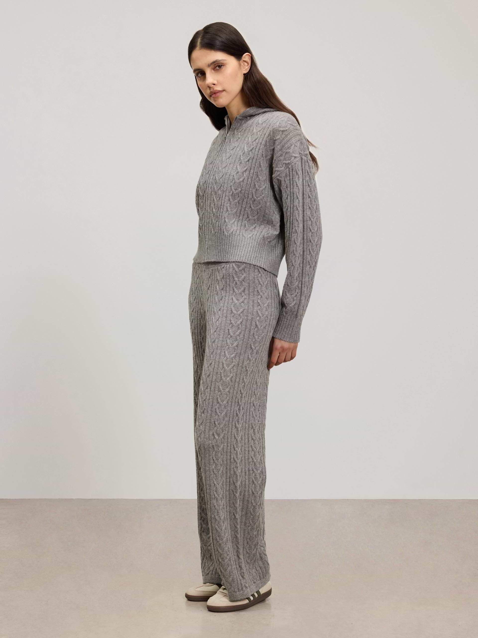 Womens Cable Knit Trouser in Charcoal Marl