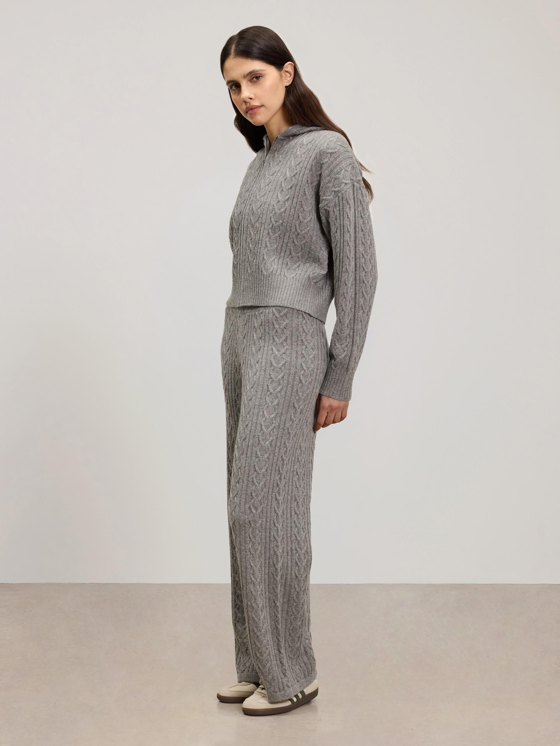 Womens Cable Knit Trouser in Charcoal Marl