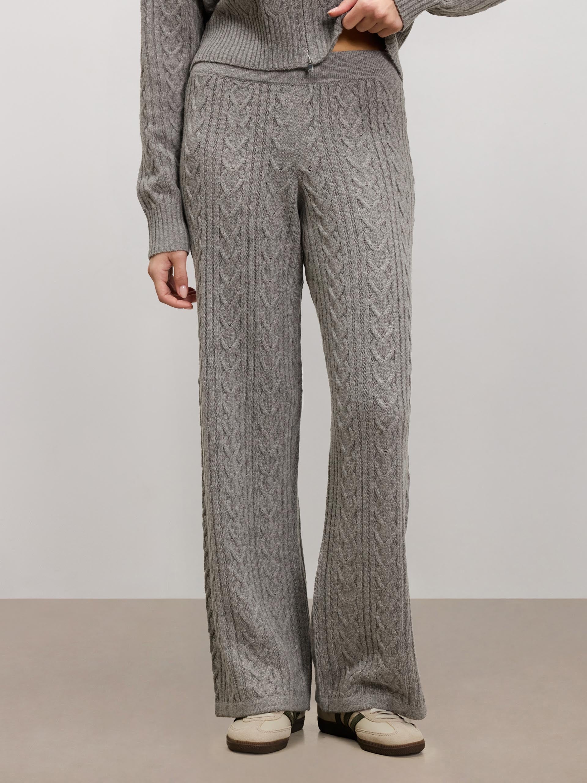 Womens Cable Knit Trouser in Charcoal Marl