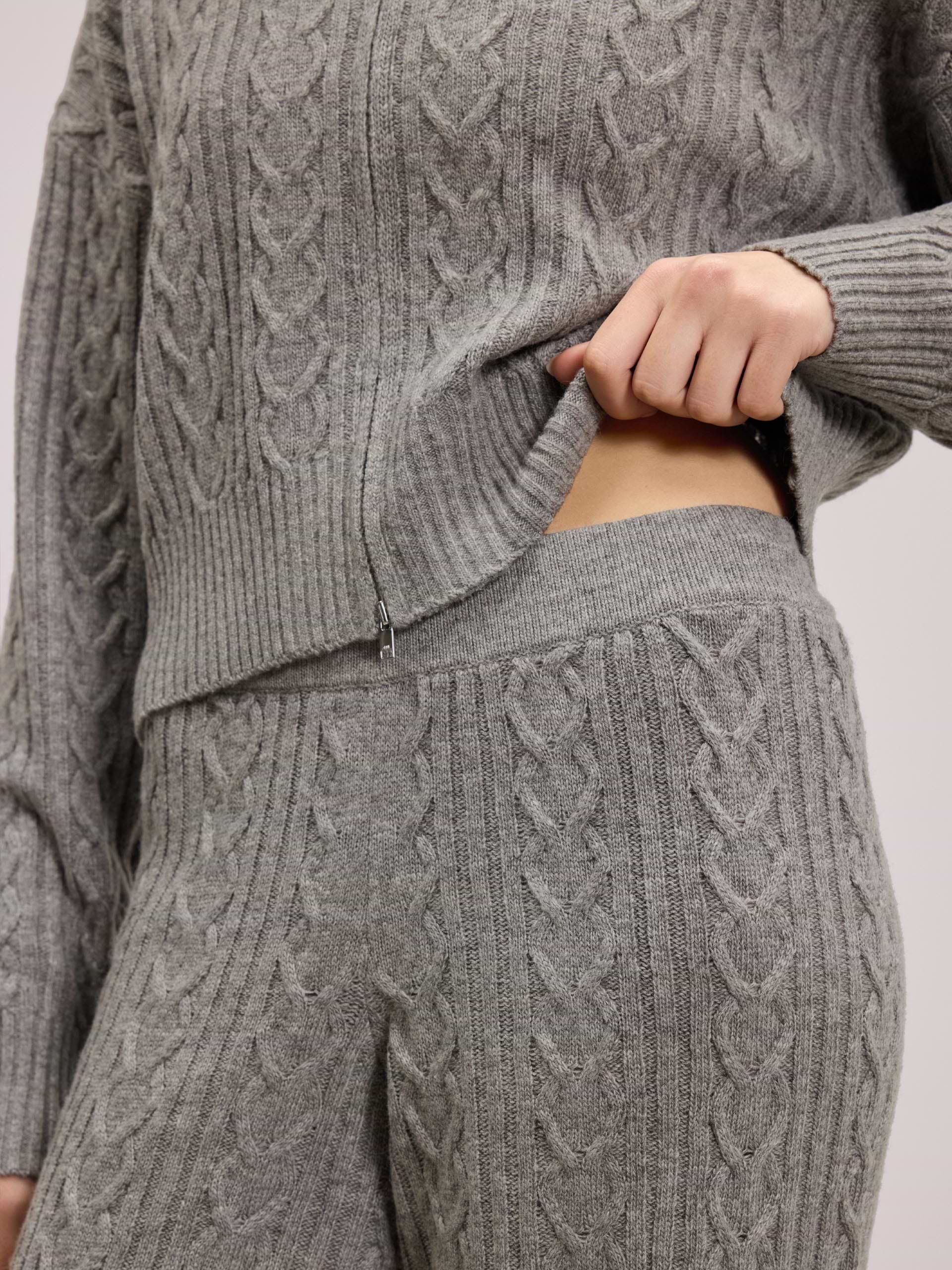 Womens Cable Knit Trouser in Charcoal Marl