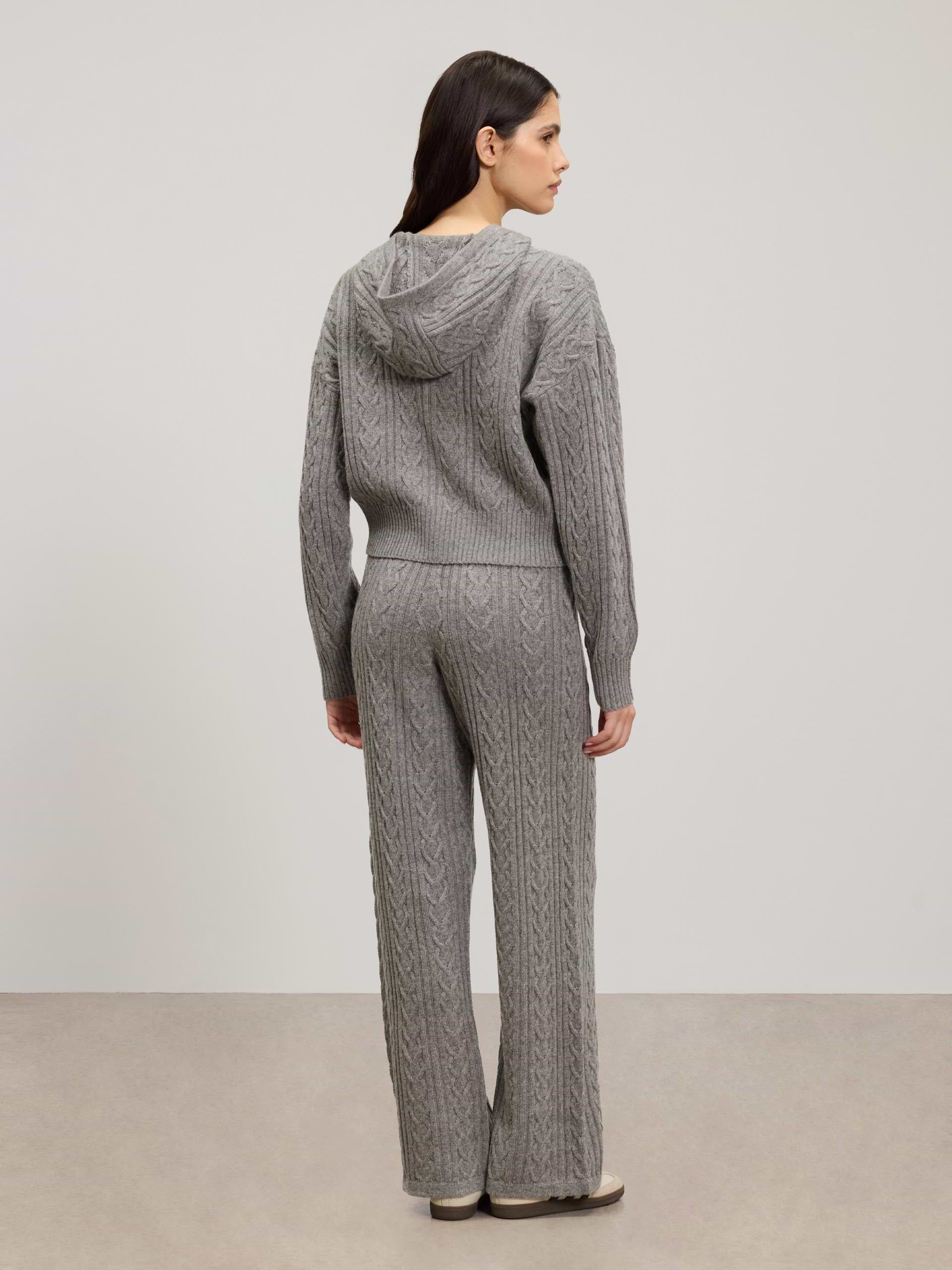 Womens Cable Knit Trouser in Charcoal Marl