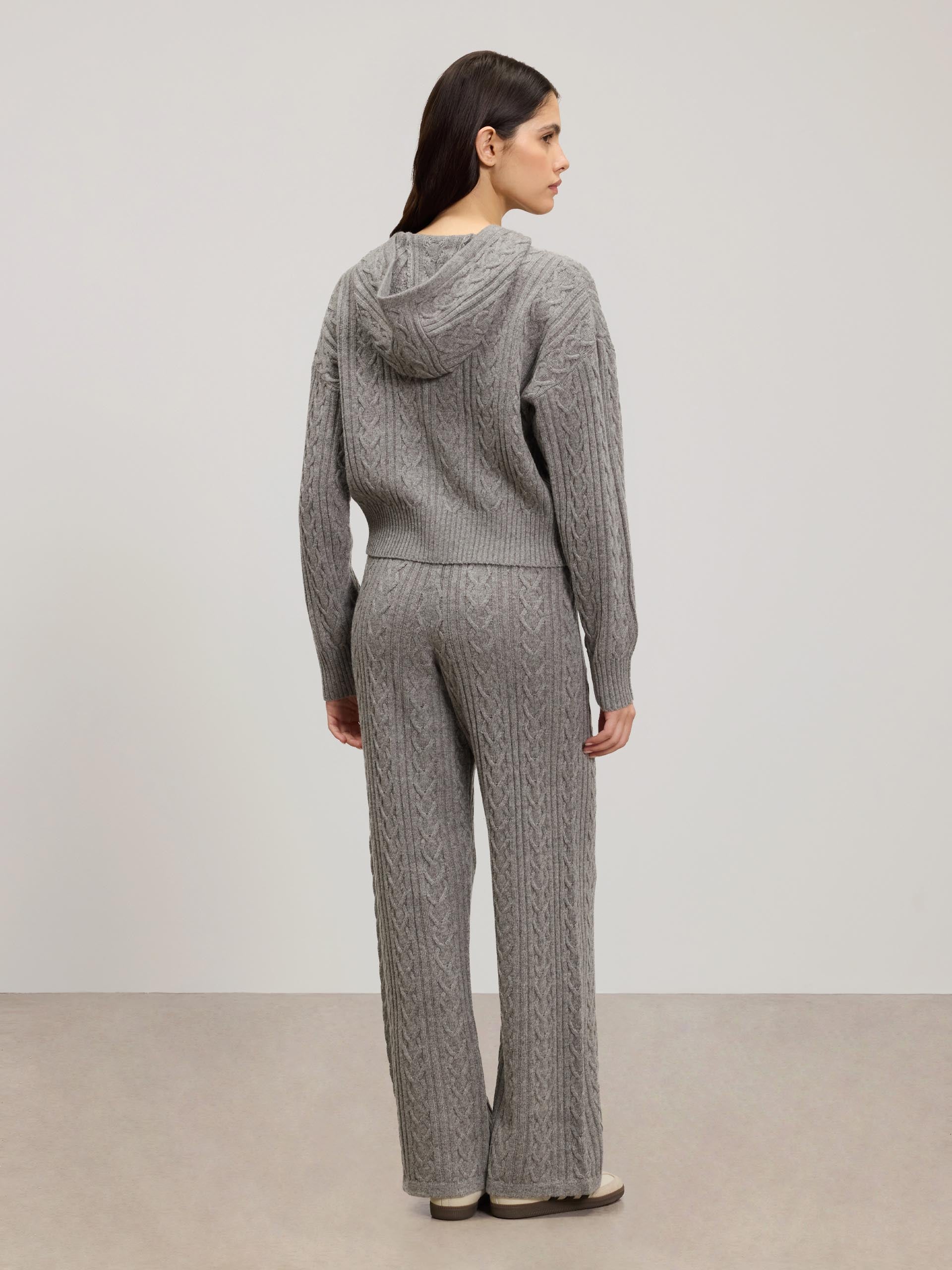 Womens Cable Knit Trouser in Charcoal Marl