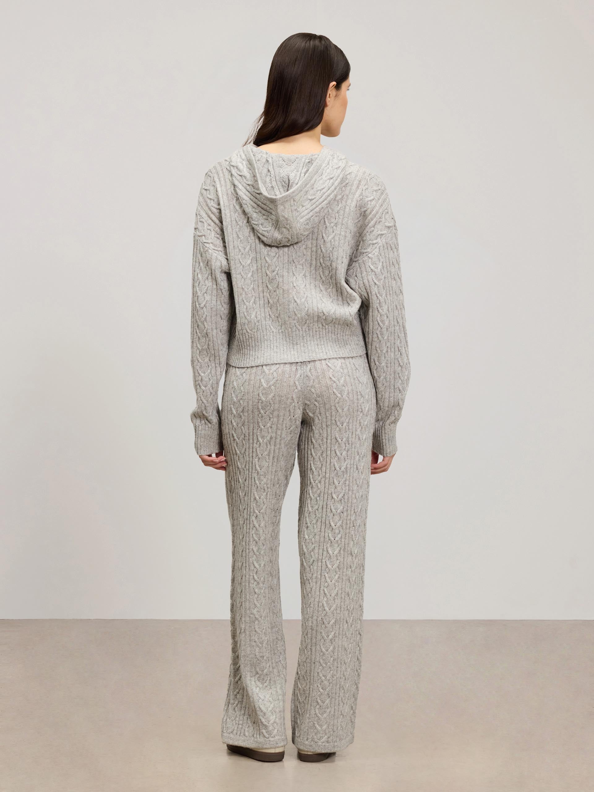 Womens Cable Knit Trouser in Grey Marl