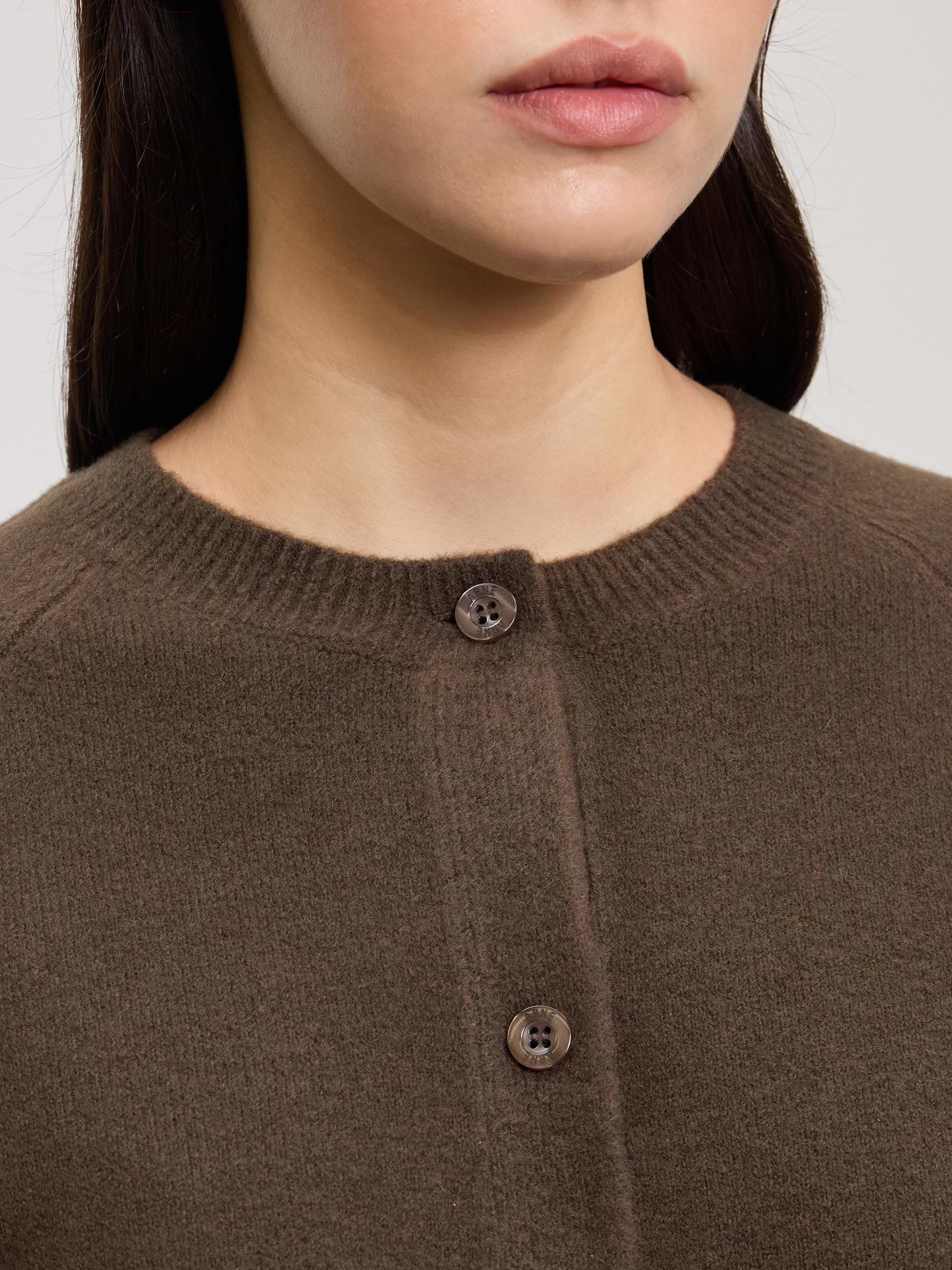 Womens Chunky Knitted Cardigan in Brown