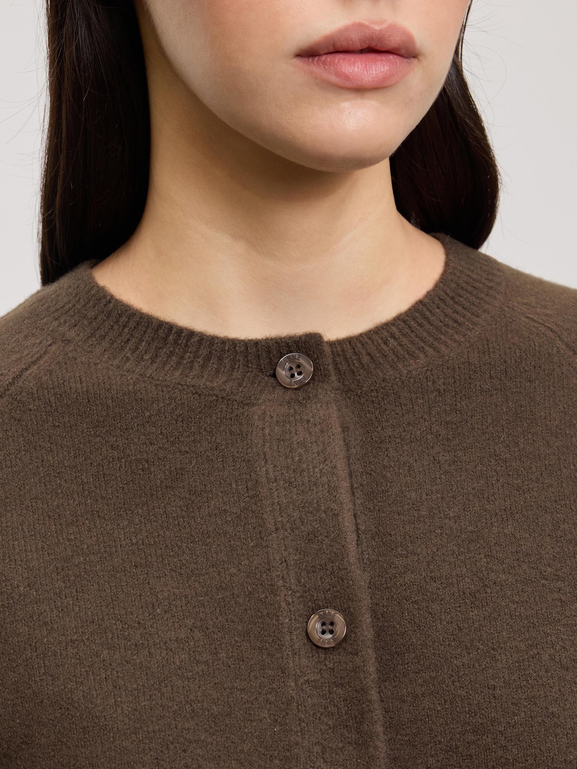 Womens Chunky Knitted Cardigan in Brown