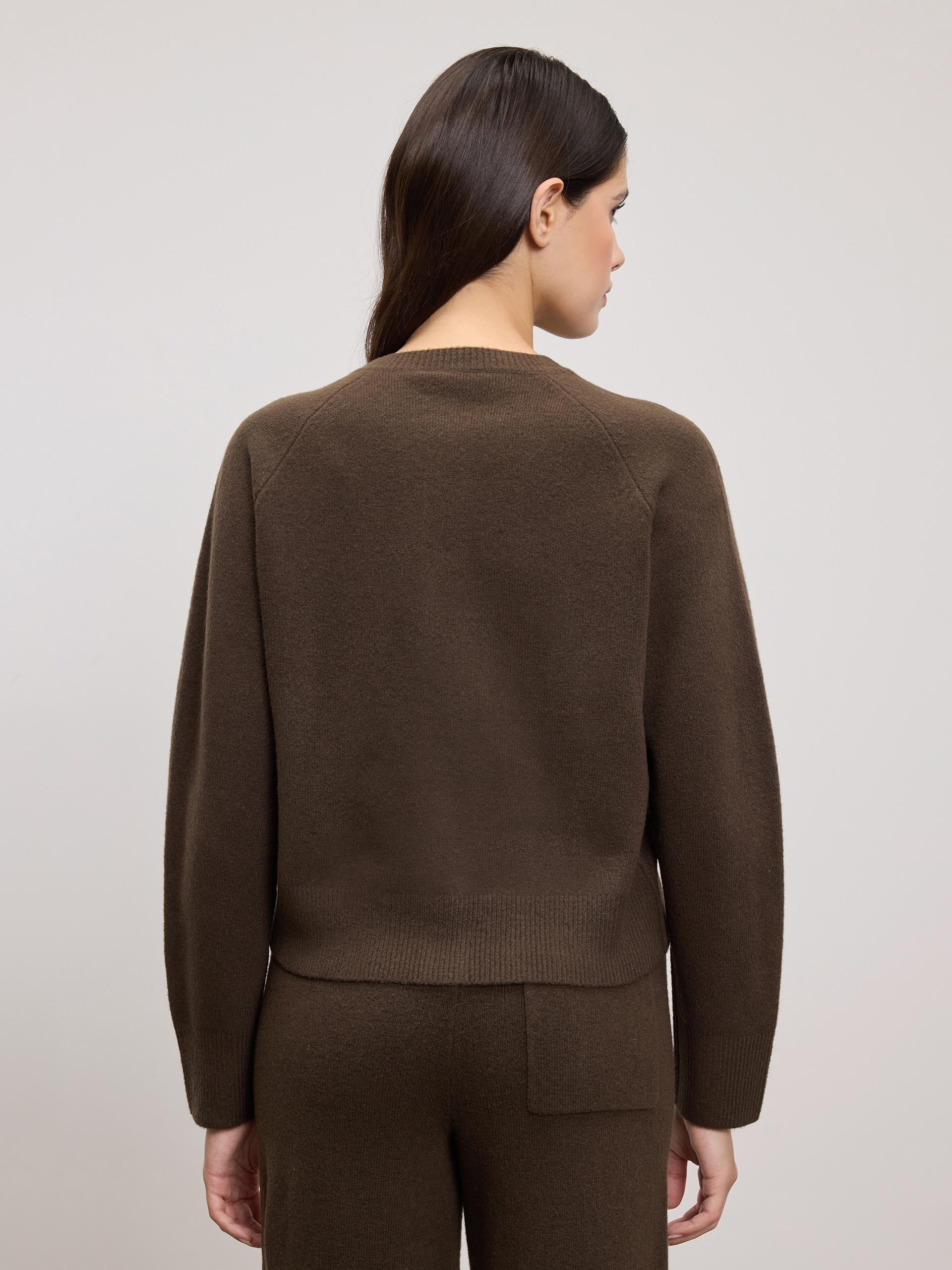 Womens Chunky Knitted Cardigan in Brown