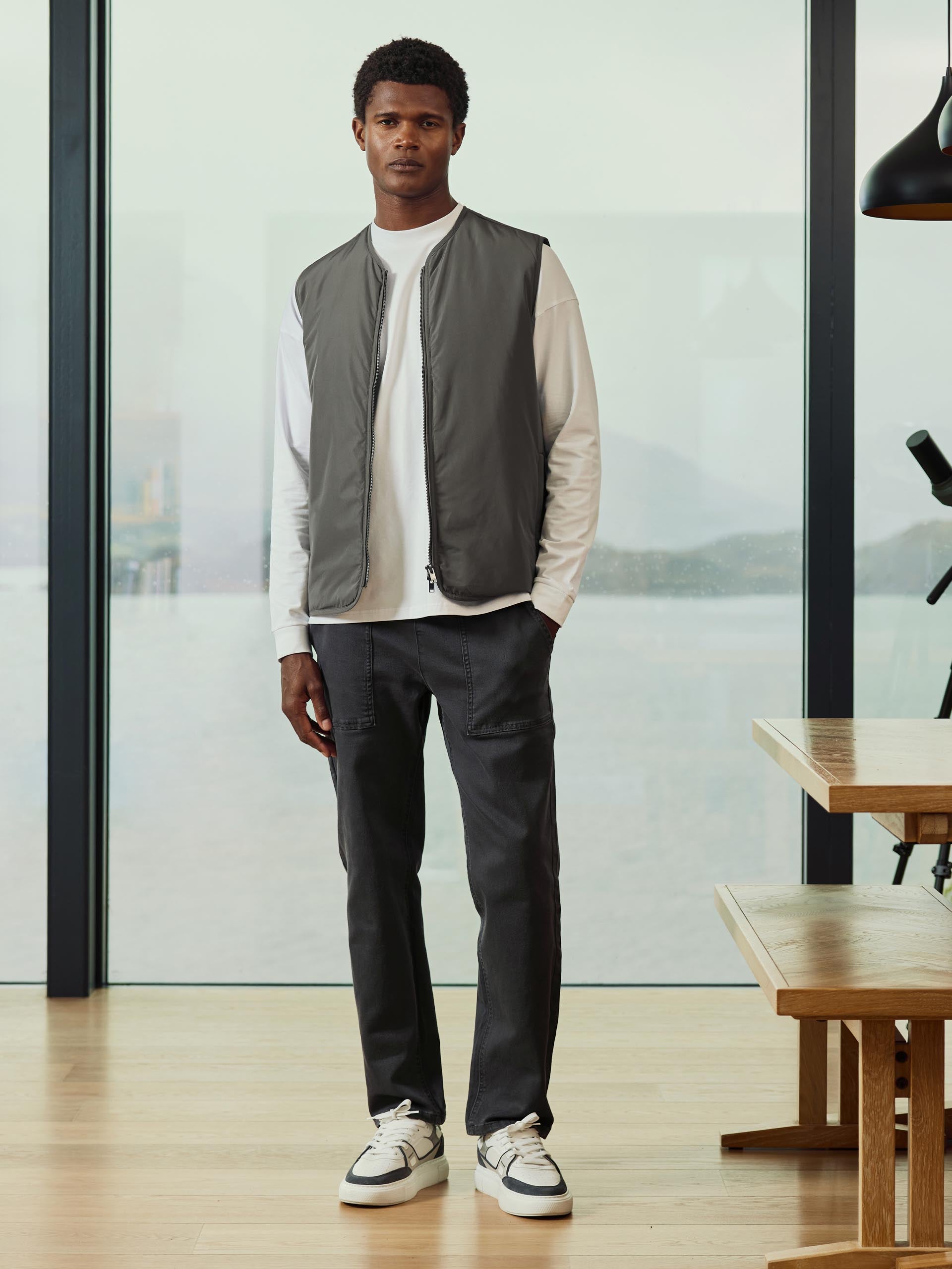 Zip Through Padded Vest in Olive