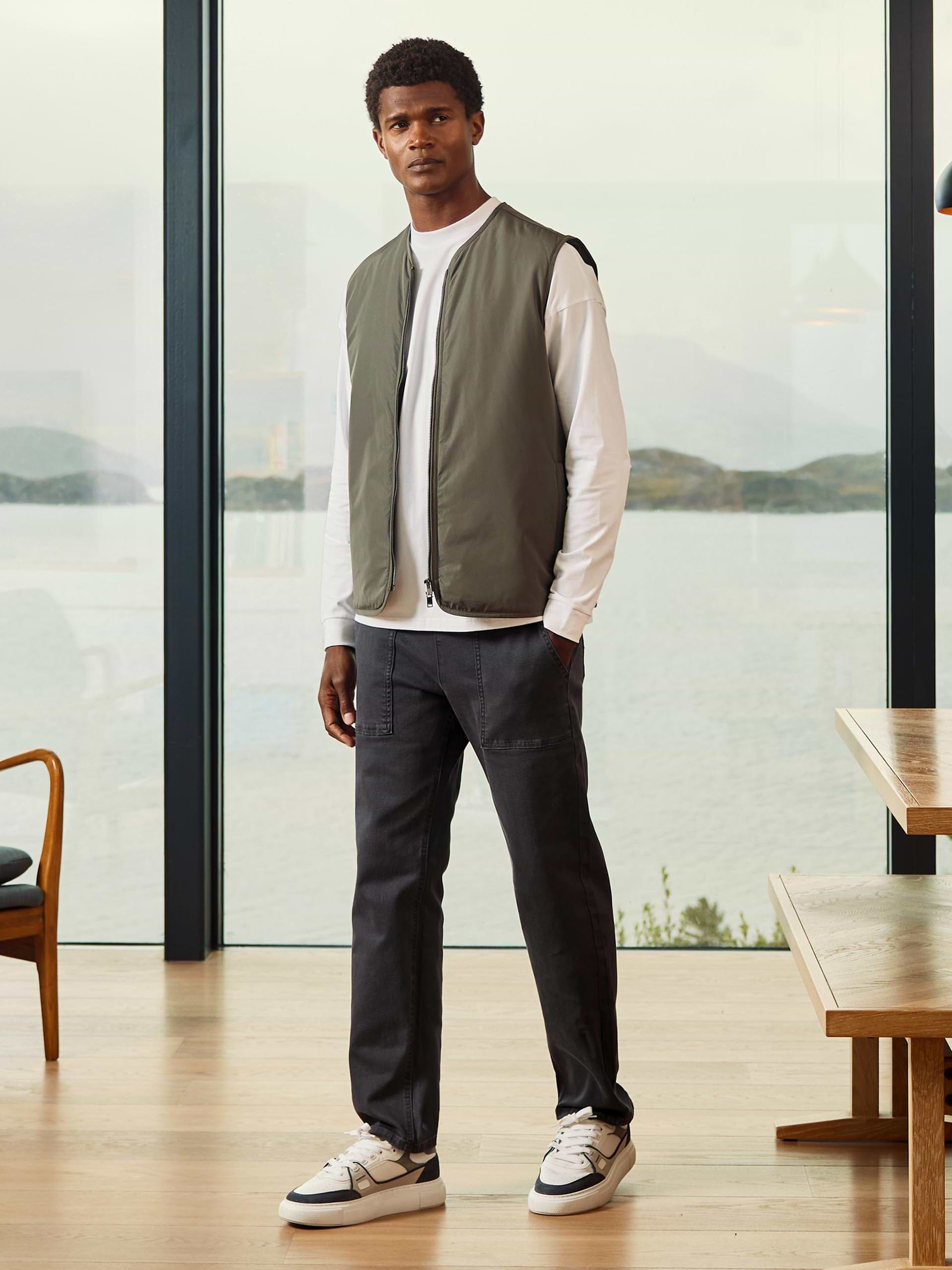 Essential Long Sleeve Relaxed Fit Stretch T-Shirt in White