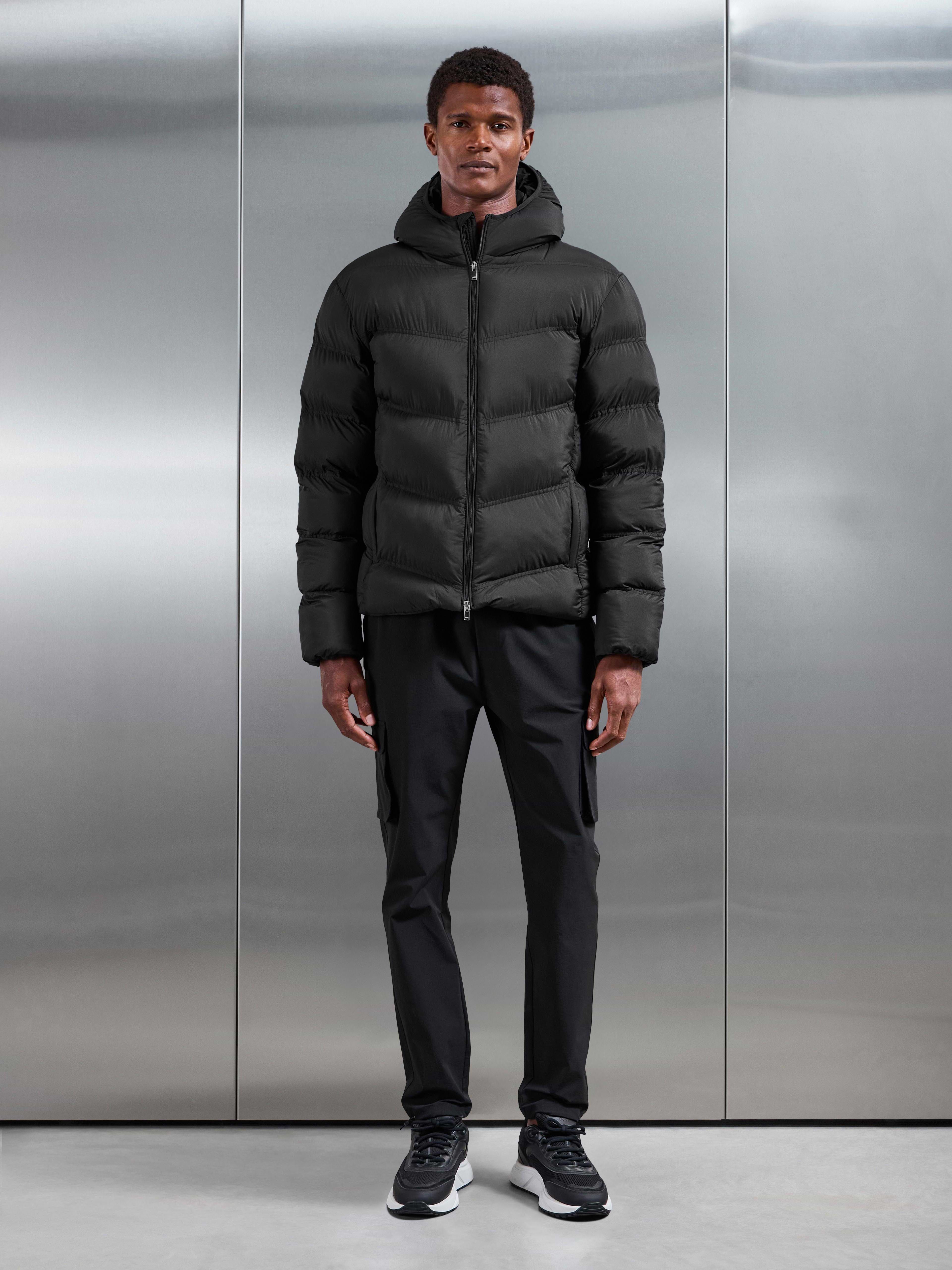 Chevron Puffer Jacket in Black