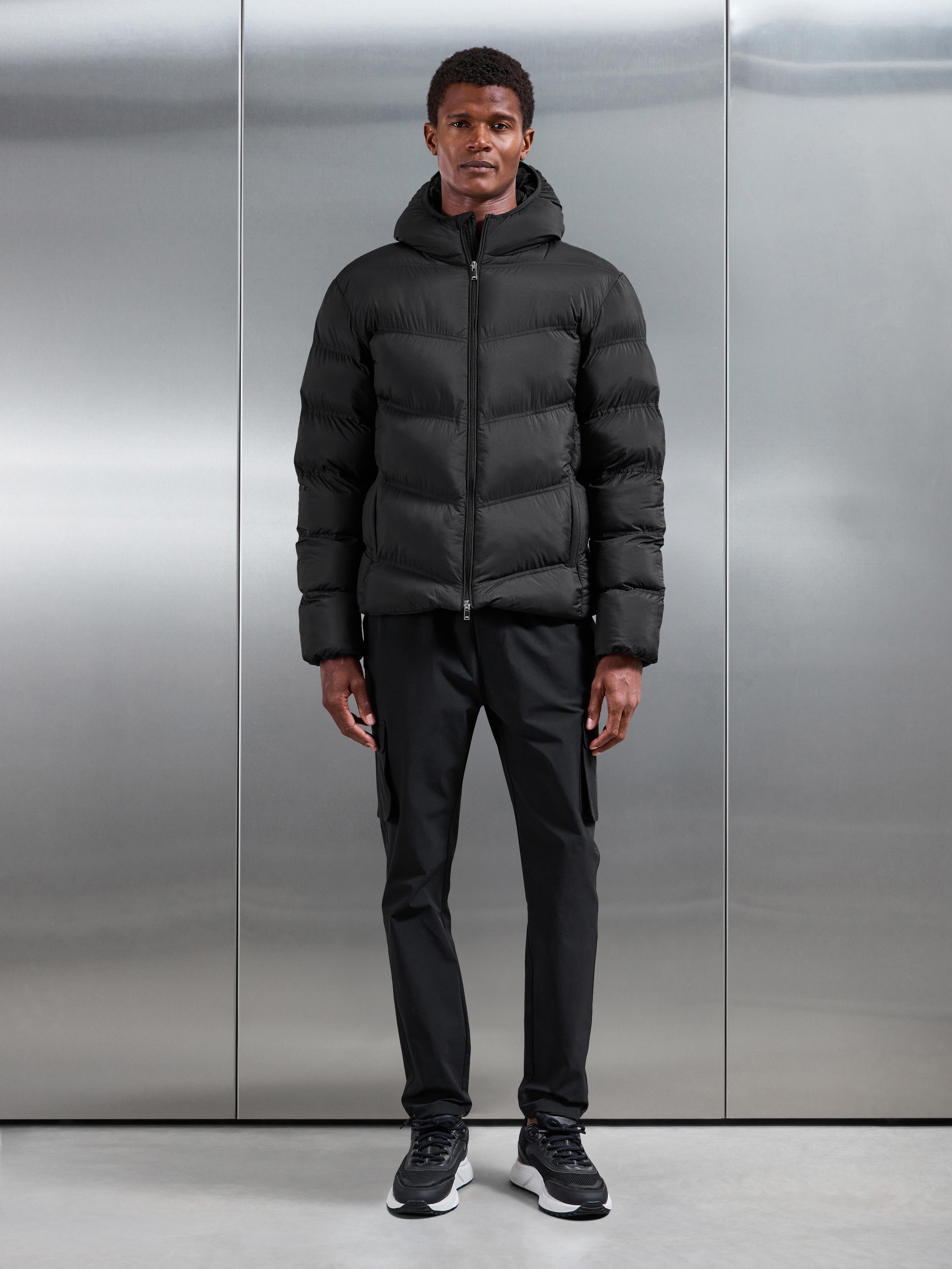 Chevron Puffer Jacket in Black