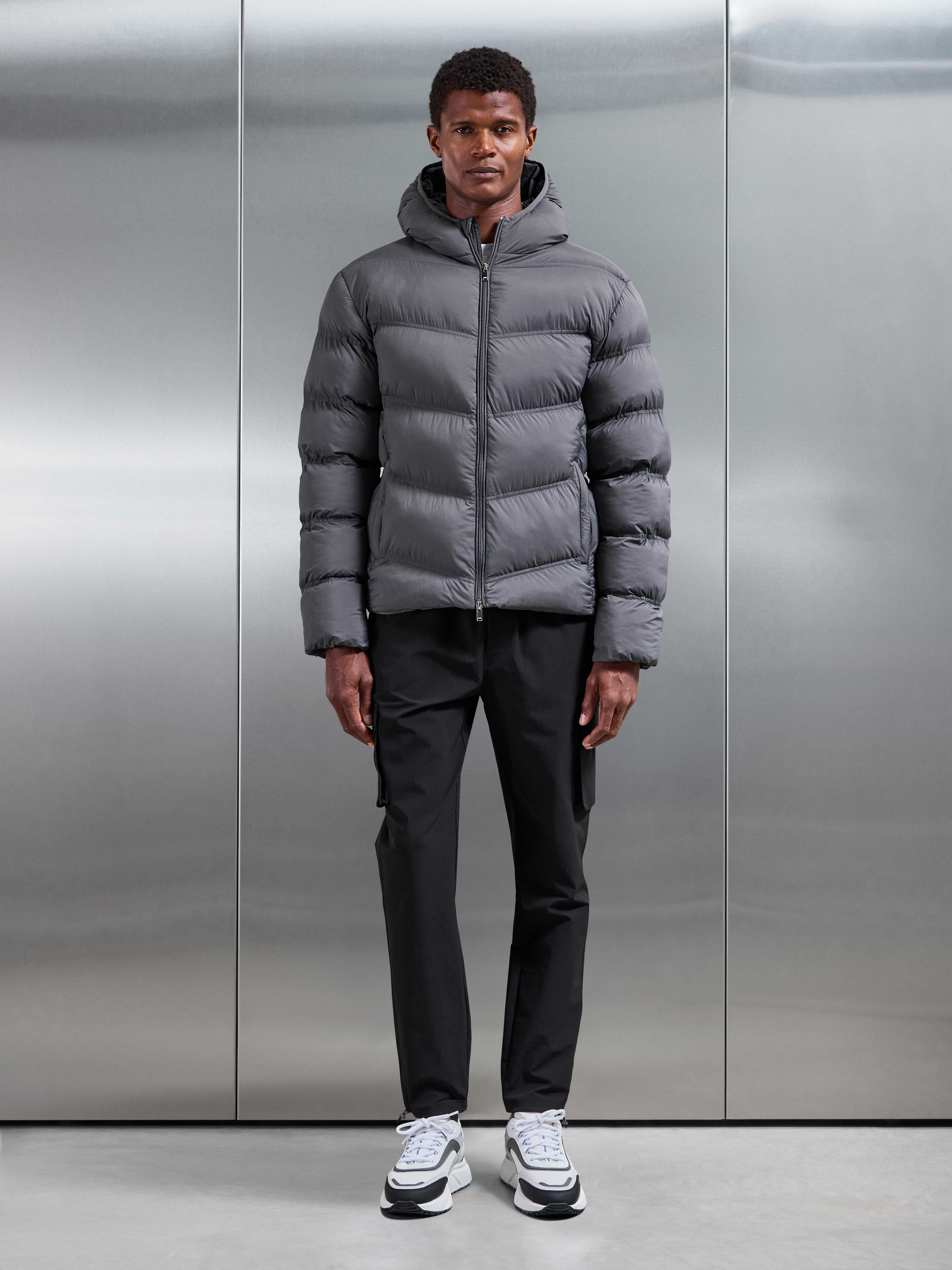Chevron Puffer Jacket in Grey