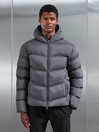 Chevron Puffer Jacket in Grey