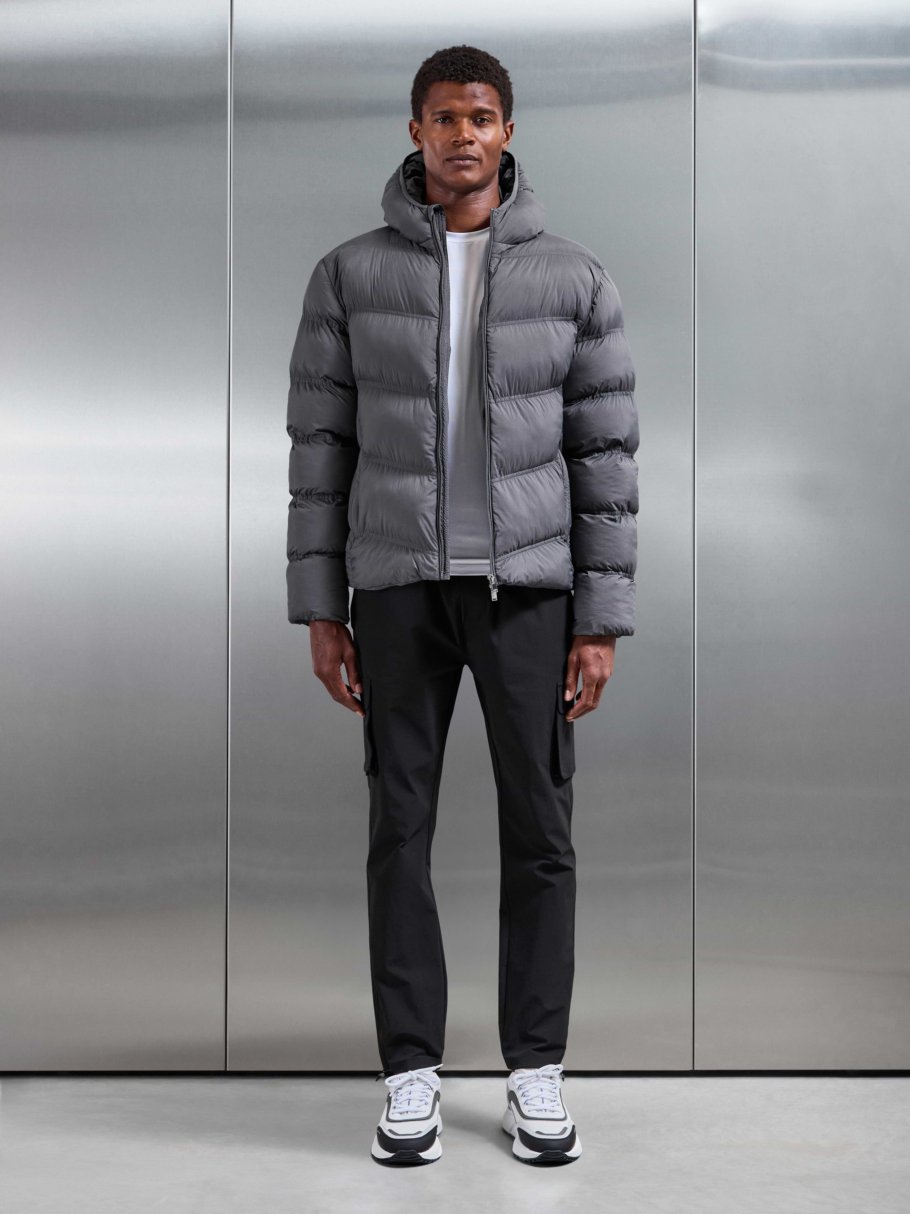 Chevron Puffer Jacket in Grey
