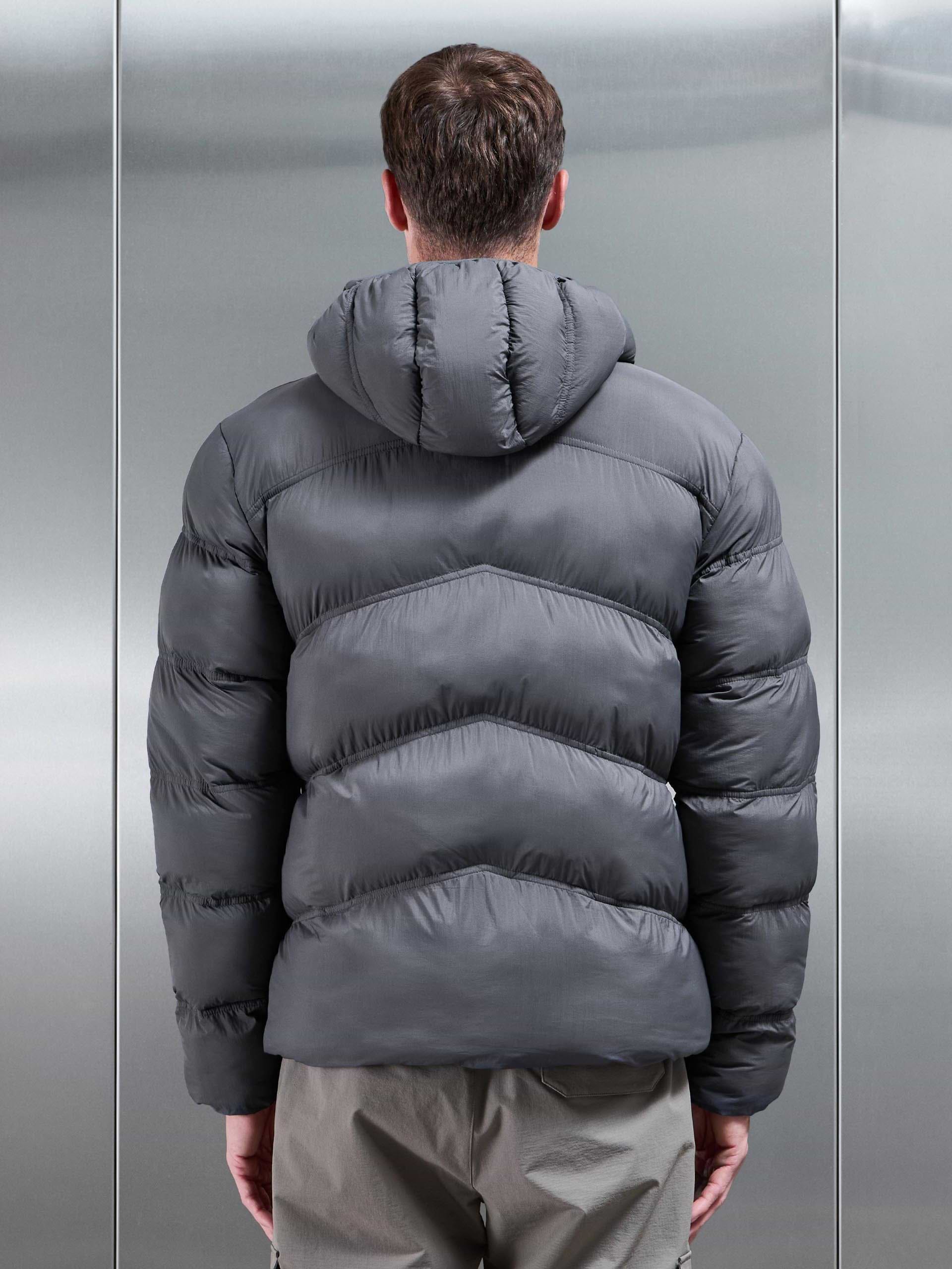 Chevron Puffer Jacket in Grey