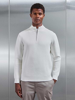 Chunky Ribbed Half Zip in Off White