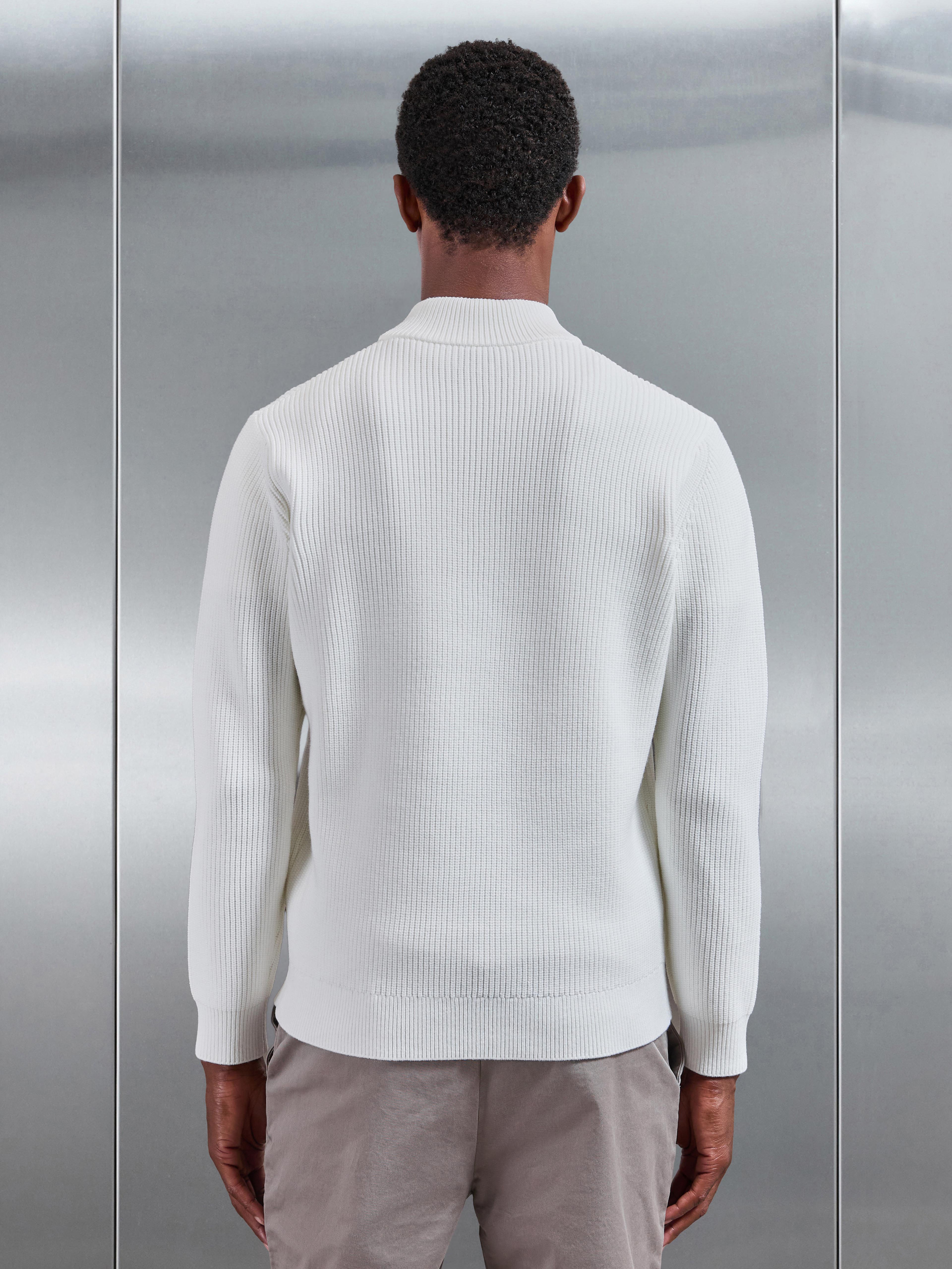 Chunky Ribbed Half Zip in Off White