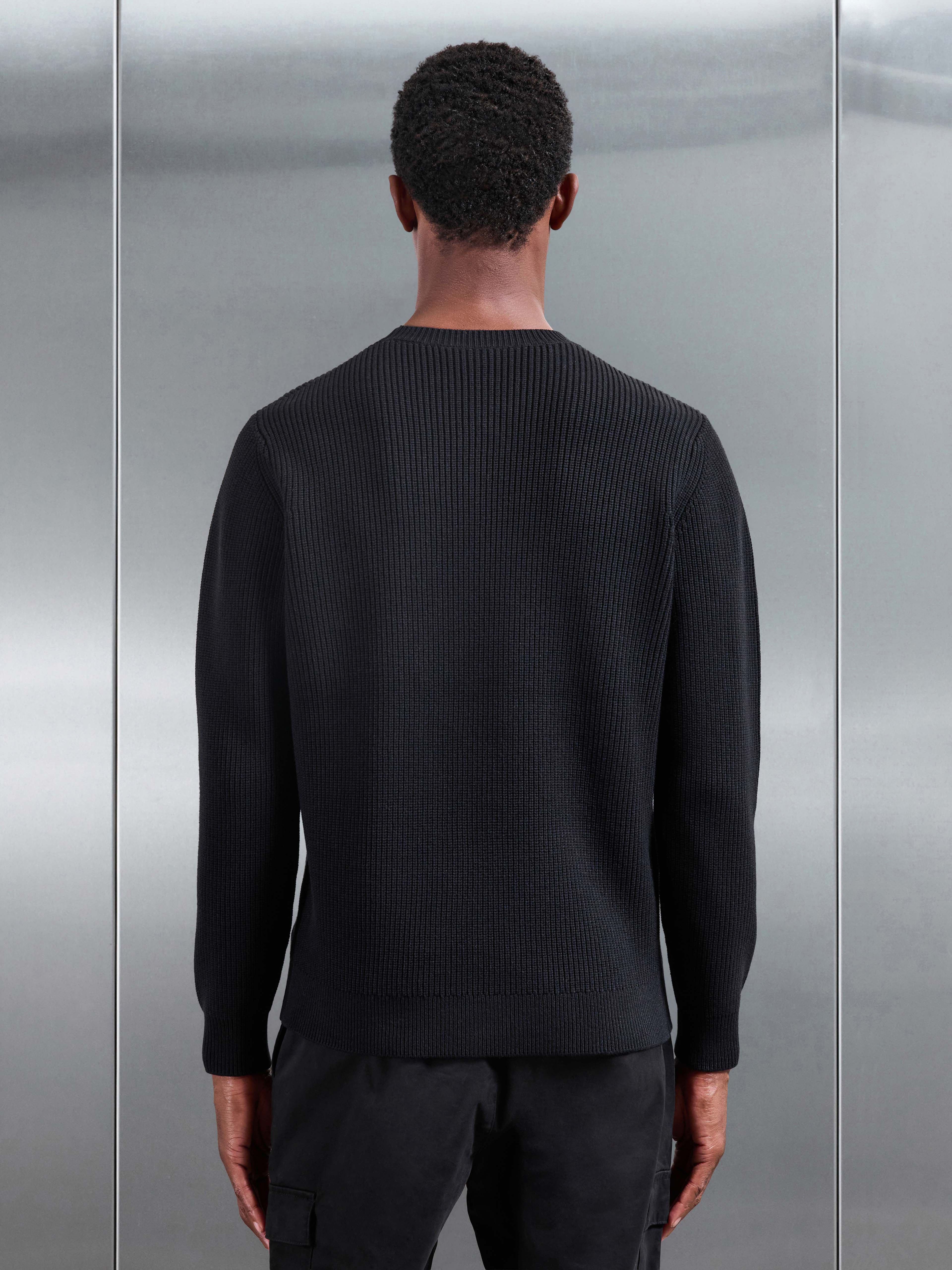 Chunky Ribbed Sweatshirt in Black