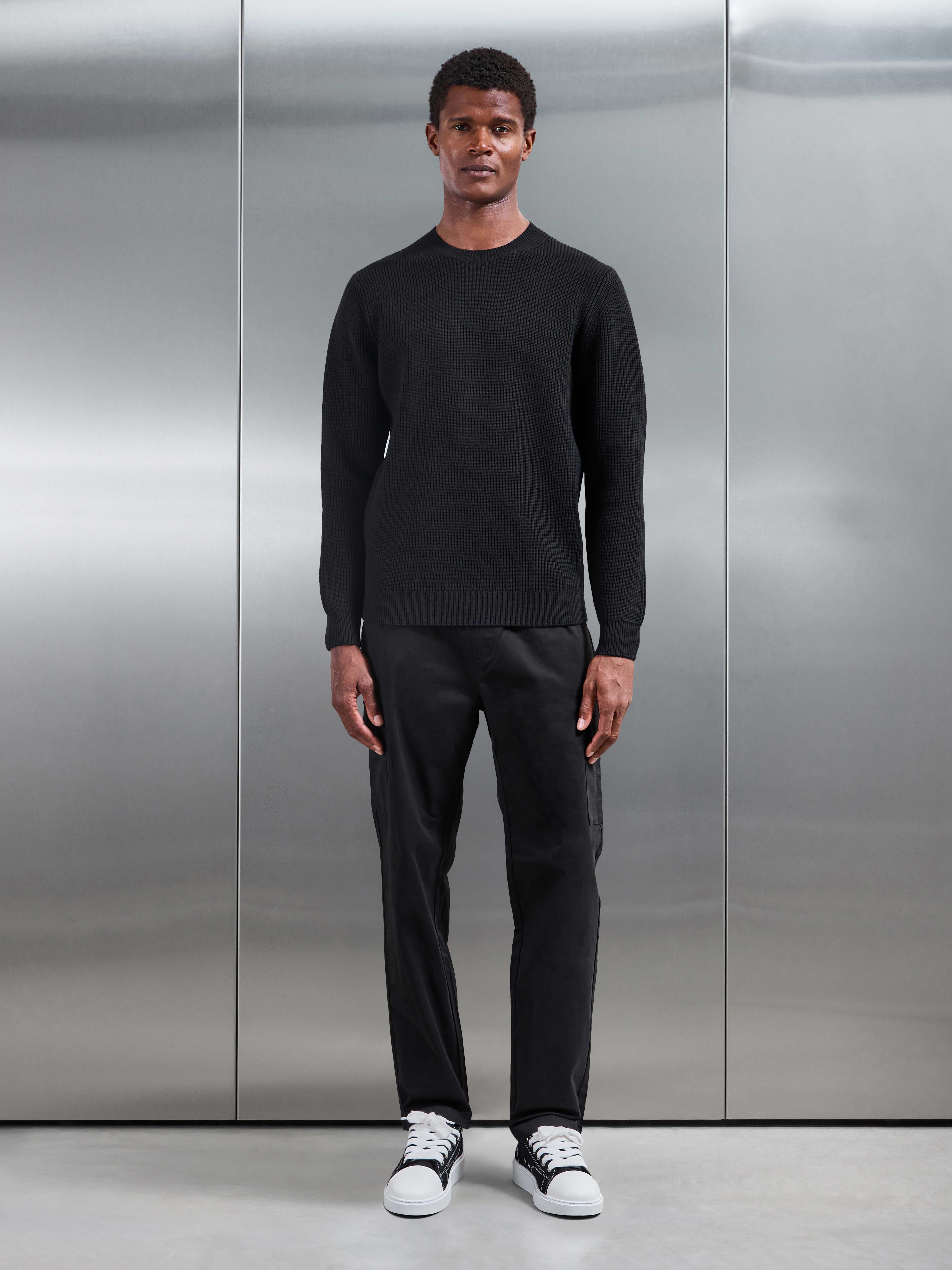 Chunky Ribbed Sweatshirt in Black