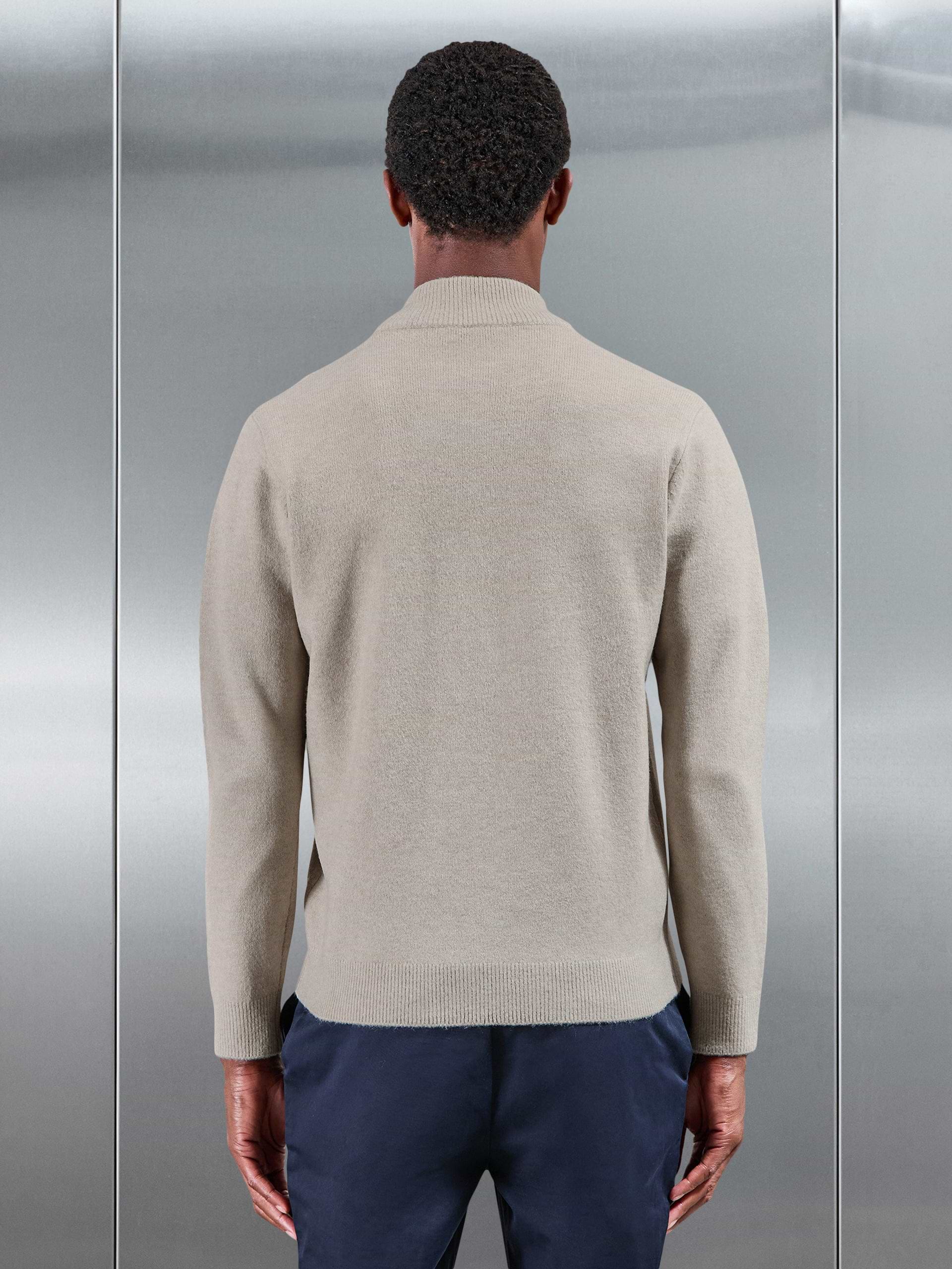 Chunky Wool Half Zip in Stone