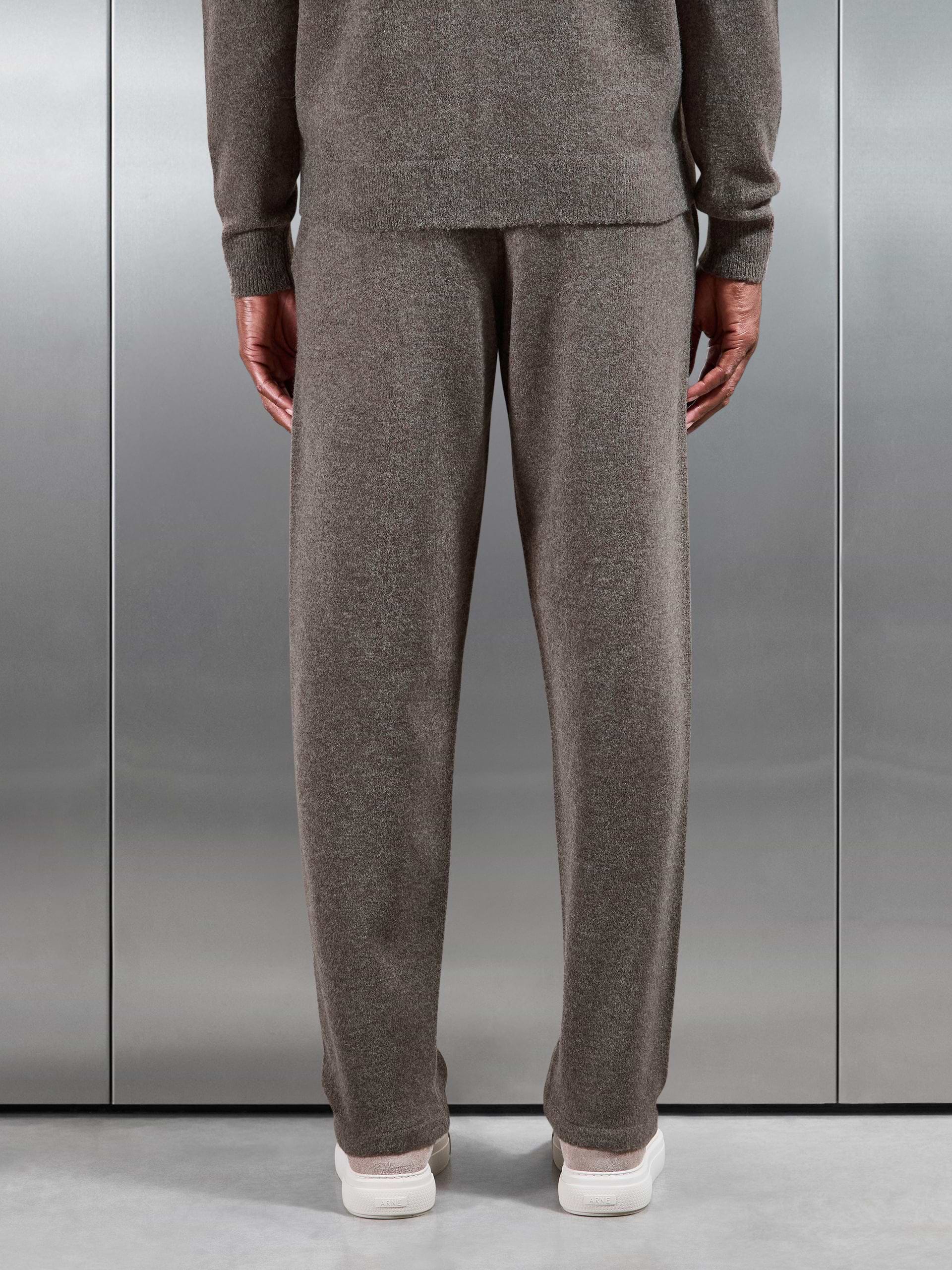Chunky Wool Straight Leg Jogger in Brown Marl