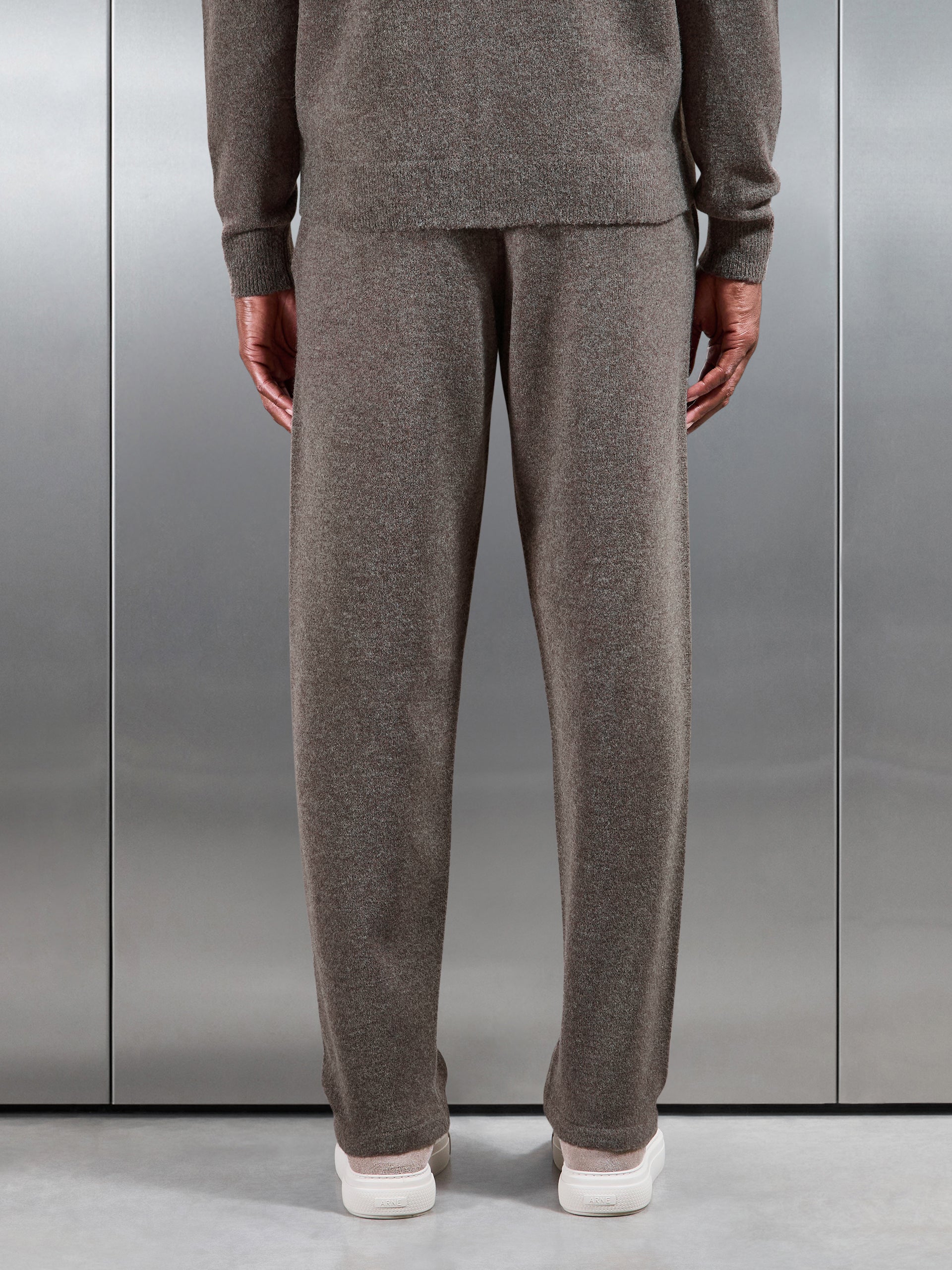 Chunky Wool Straight Leg Jogger in Brown Marl