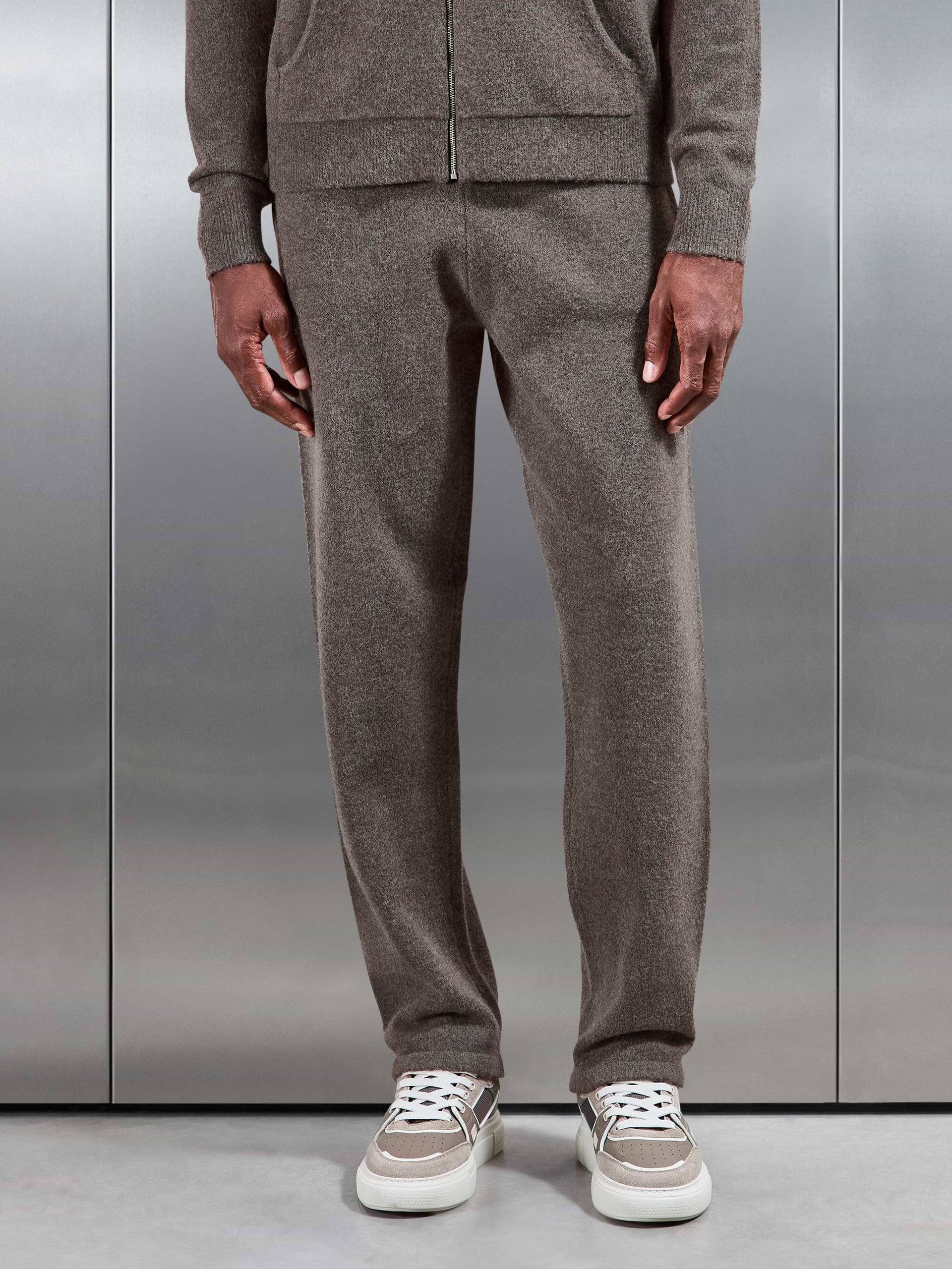 Chunky Wool Straight Leg Jogger in Brown Marl
