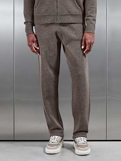 Chunky Wool Straight Leg Jogger in Brown Marl