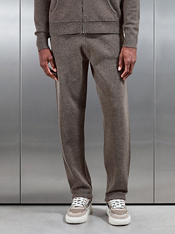 Chunky Wool Straight Leg Jogger in Brown Marl