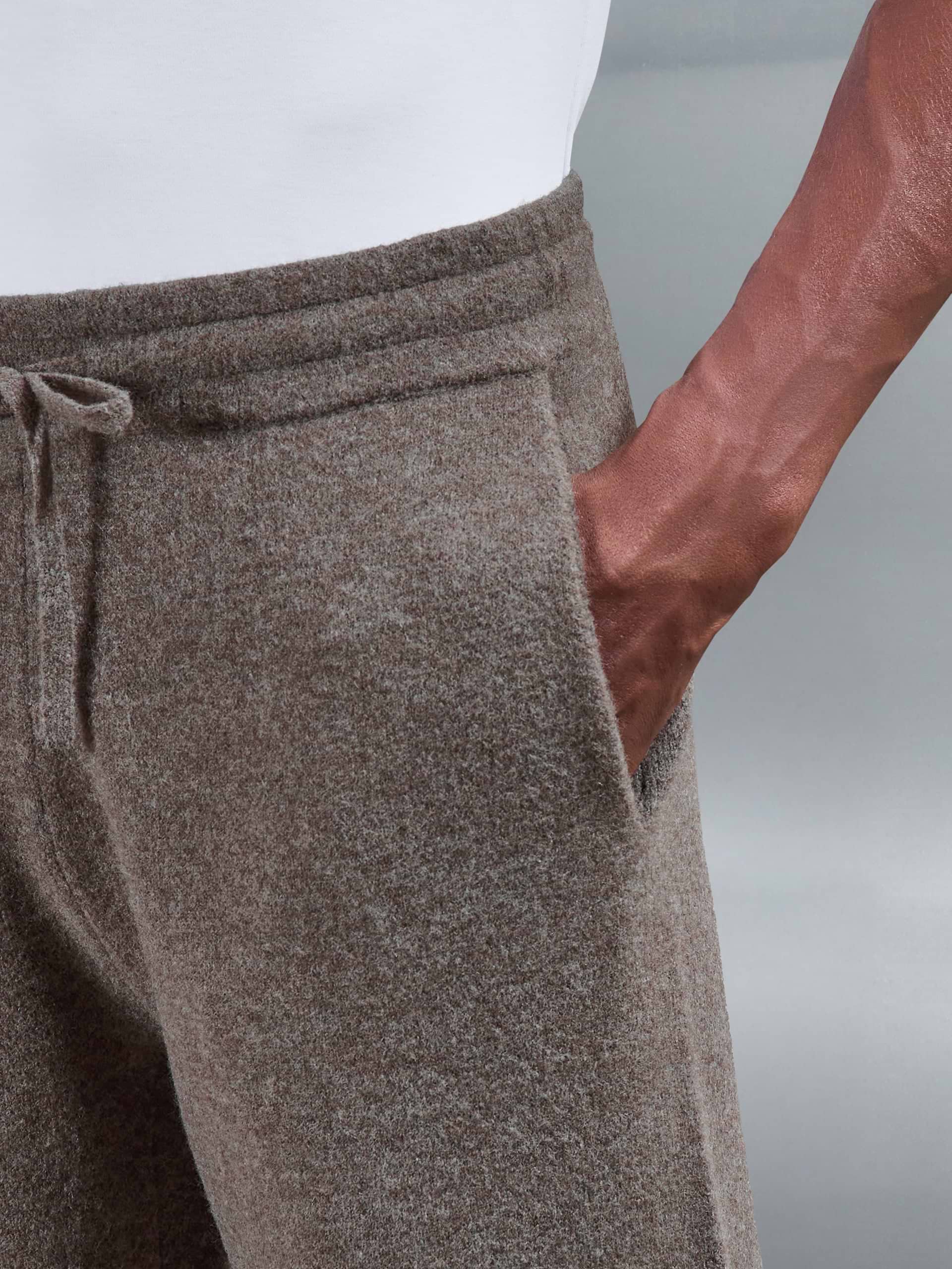 Chunky Wool Straight Leg Jogger in Brown Marl
