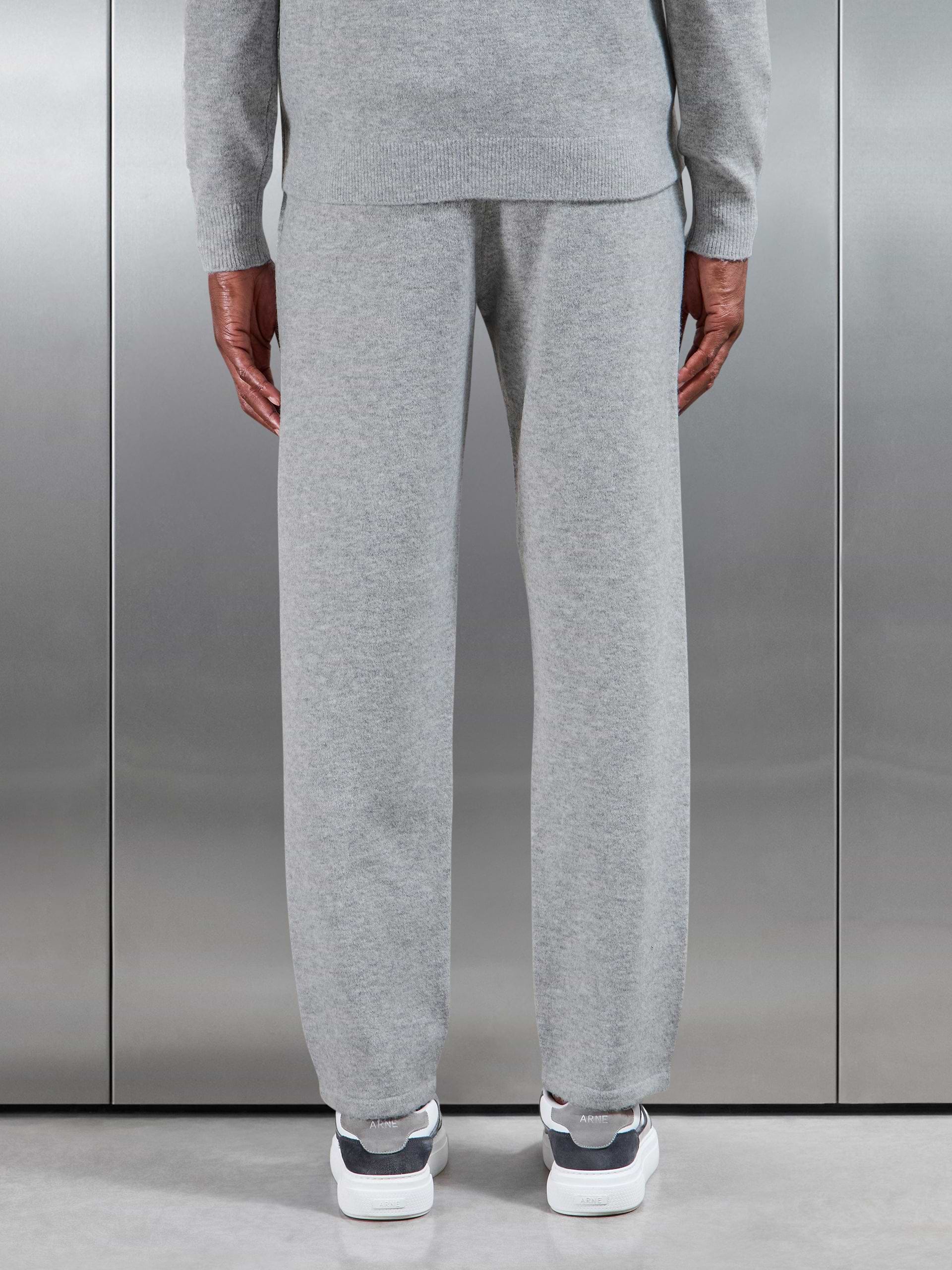 Chunky Wool Straight Leg Jogger in Marl Grey
