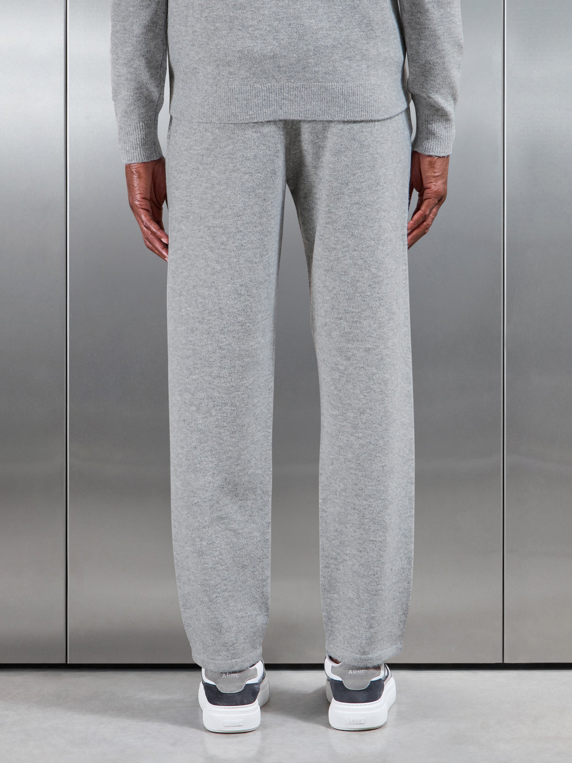 Chunky Wool Straight Leg Jogger in Marl Grey