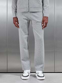 Chunky Wool Straight Leg Jogger in Marl Grey