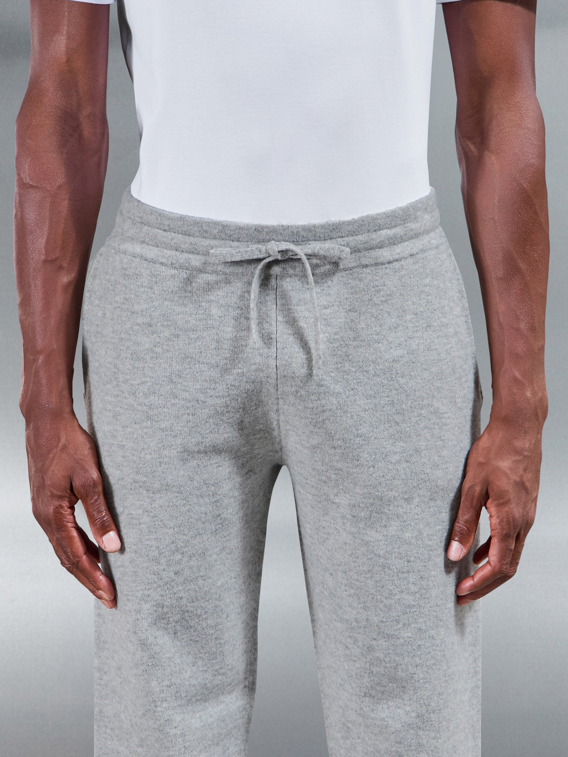 Chunky Wool Straight Leg Jogger in Marl Grey