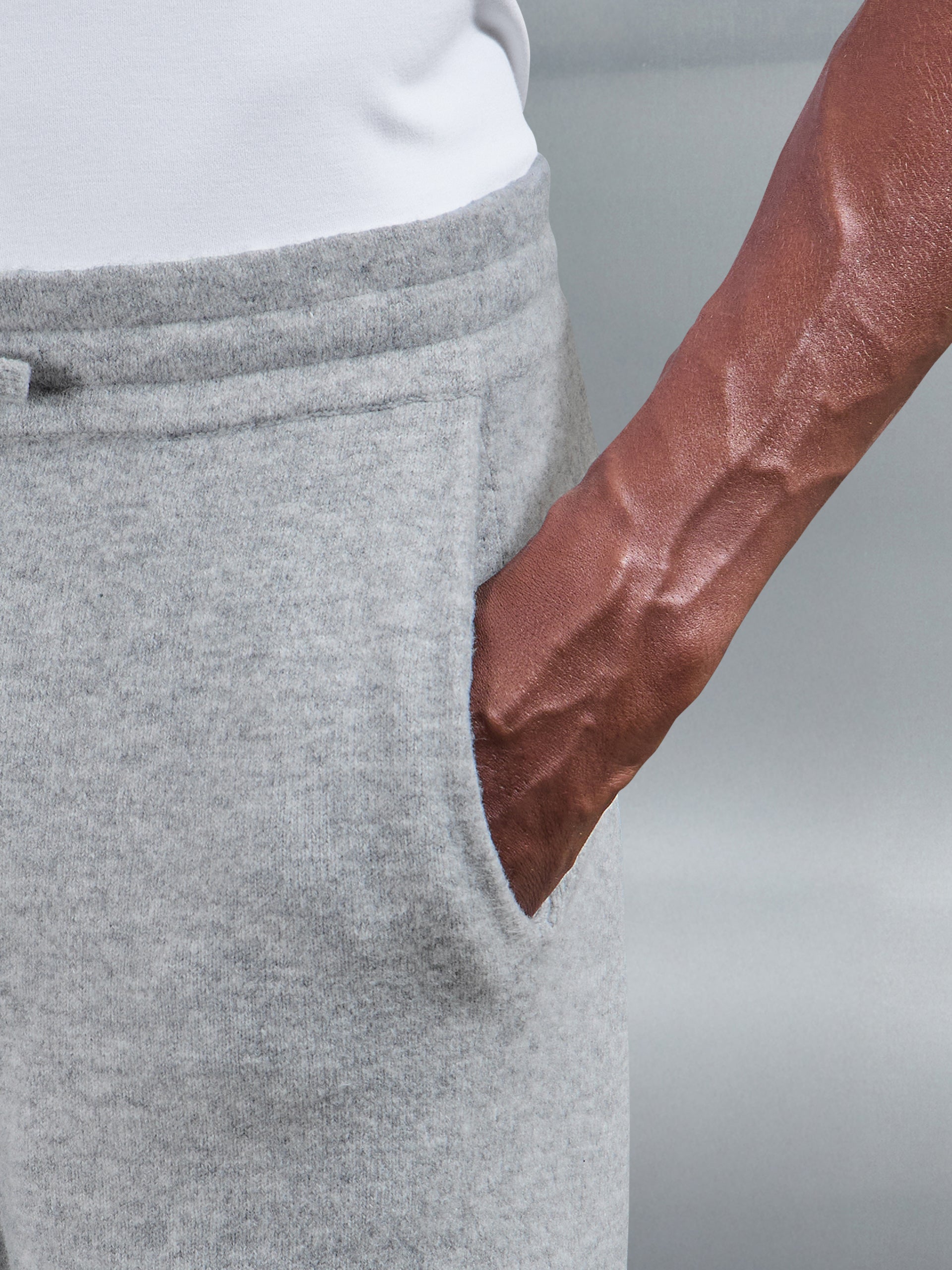 Chunky Wool Straight Leg Jogger in Marl Grey