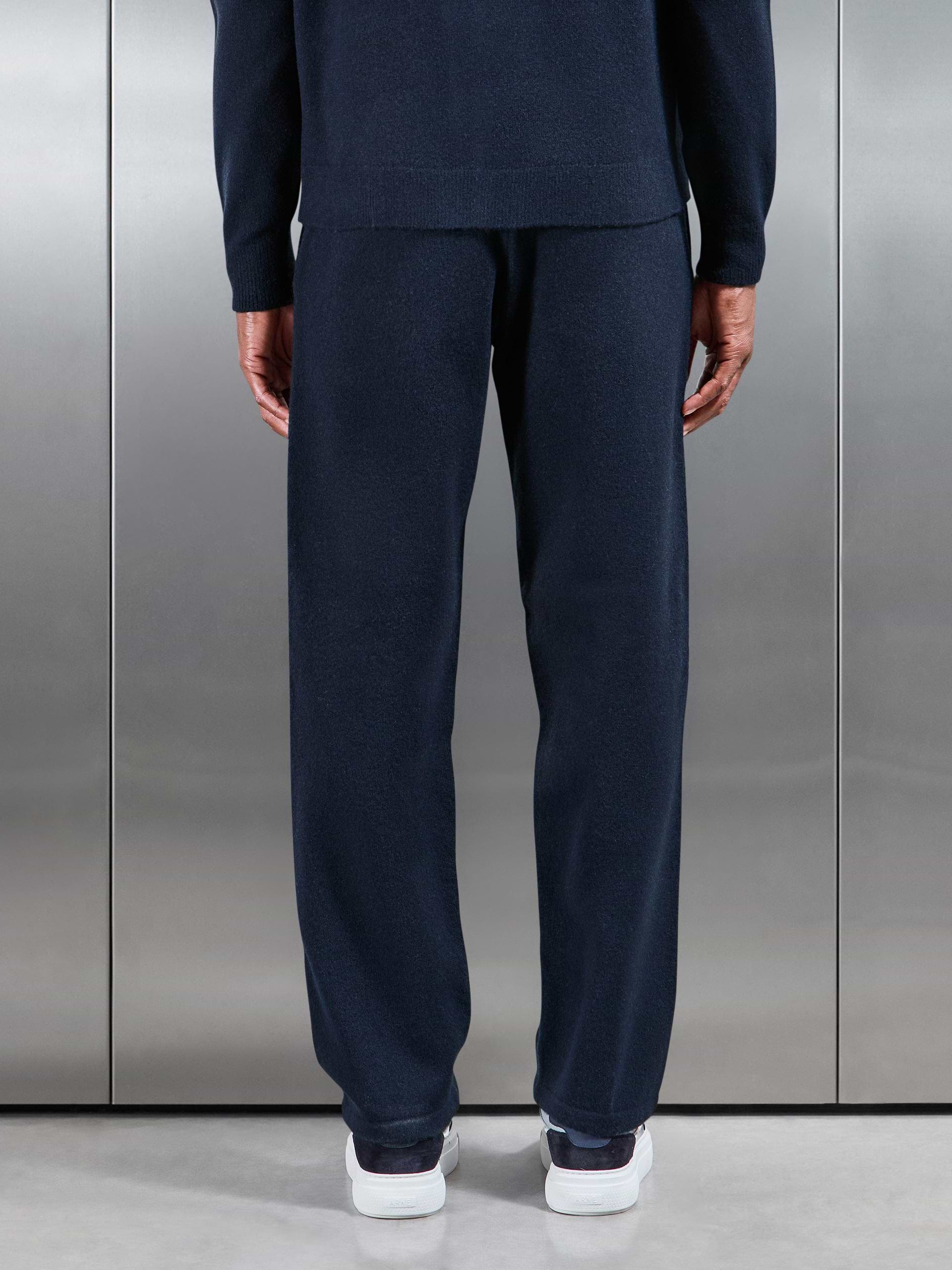 Chunky Wool Straight Leg Jogger in Navy