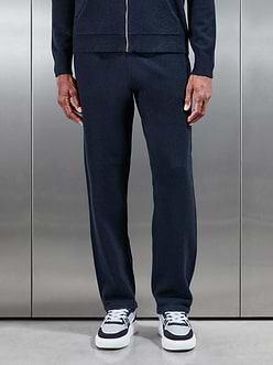Chunky Wool Straight Leg Jogger in Navy