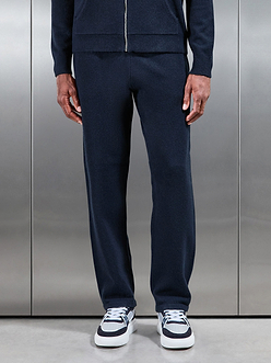 Chunky Wool Straight Leg Jogger in Navy