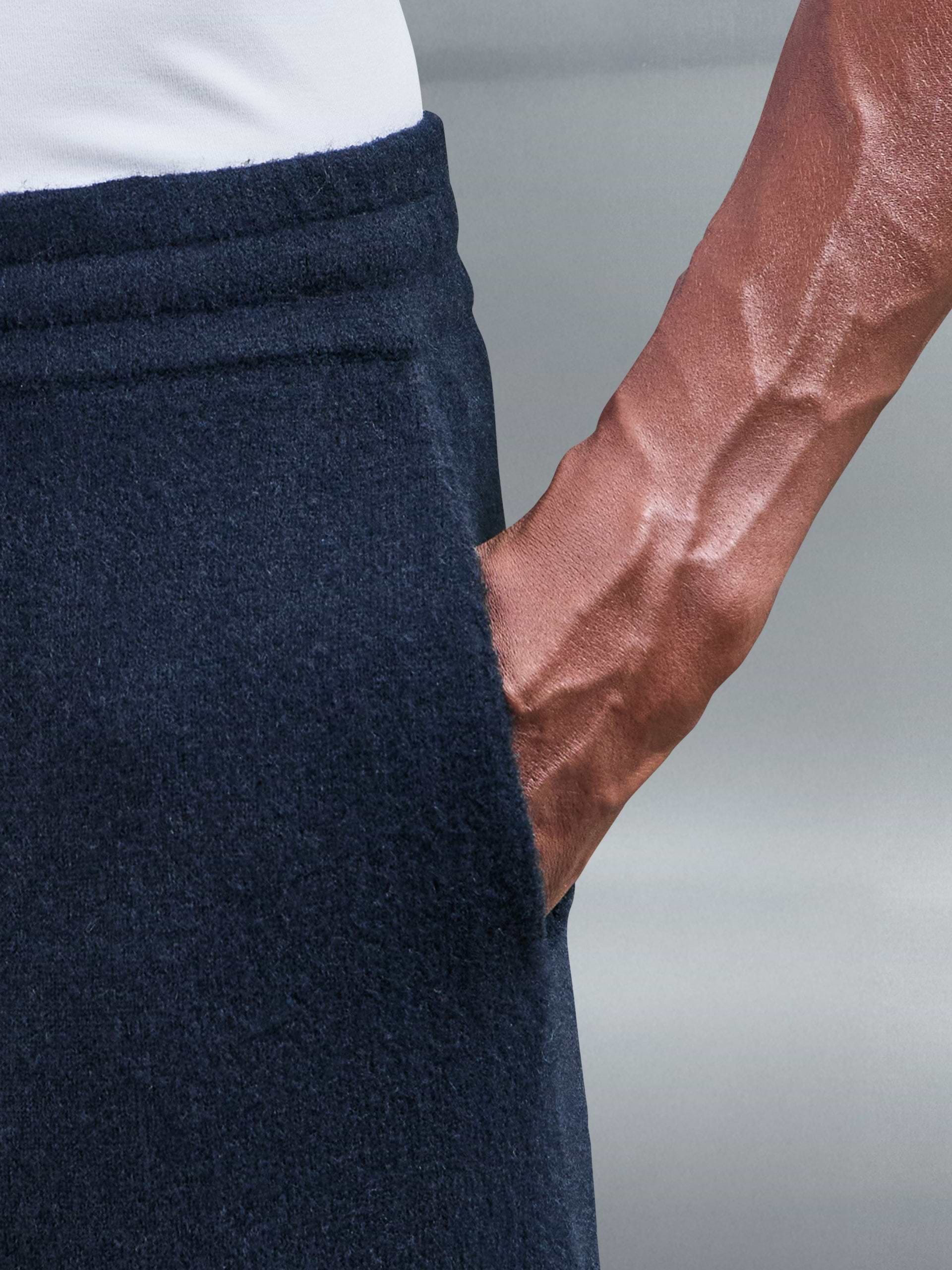 Chunky Wool Straight Leg Jogger in Navy