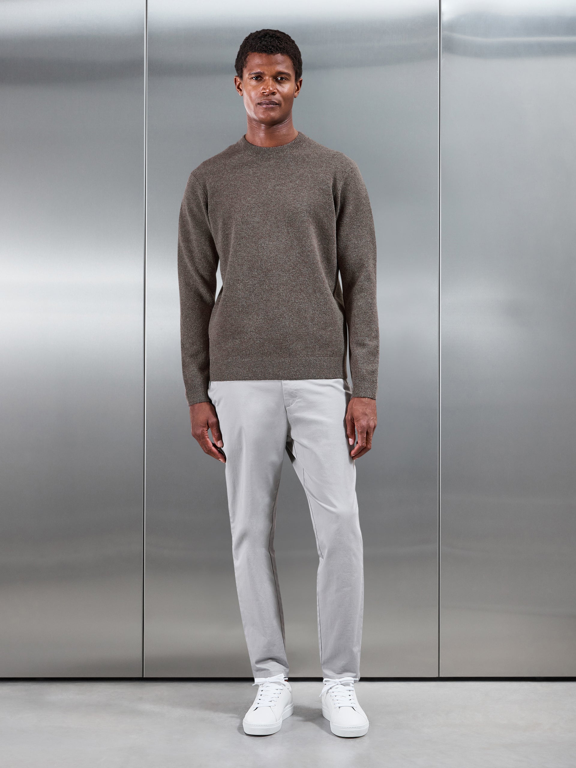 Chunky Wool Sweatshirt in Brown Marl