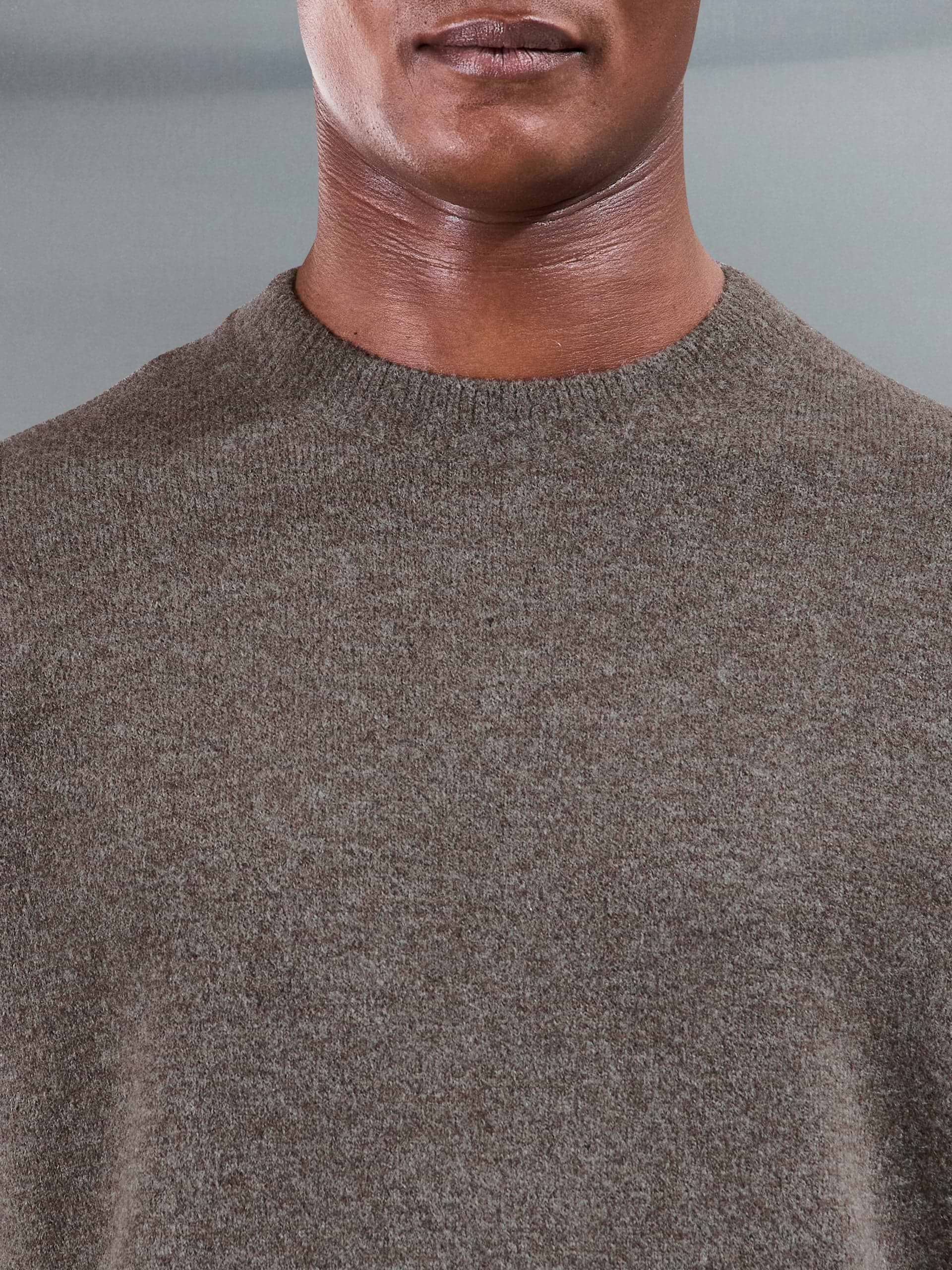 Chunky Wool Sweatshirt in Brown Marl