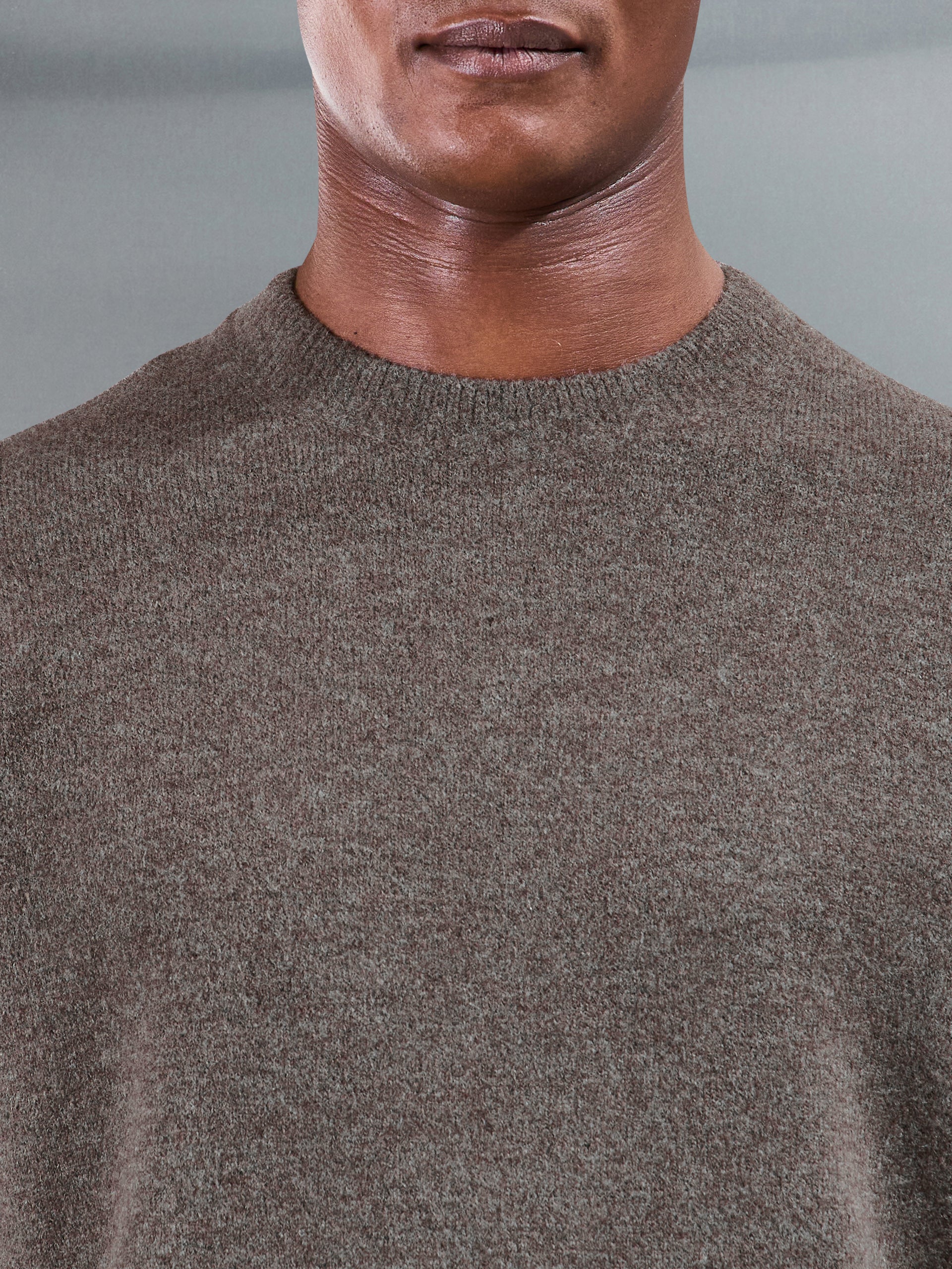 Chunky Wool Sweatshirt in Brown Marl