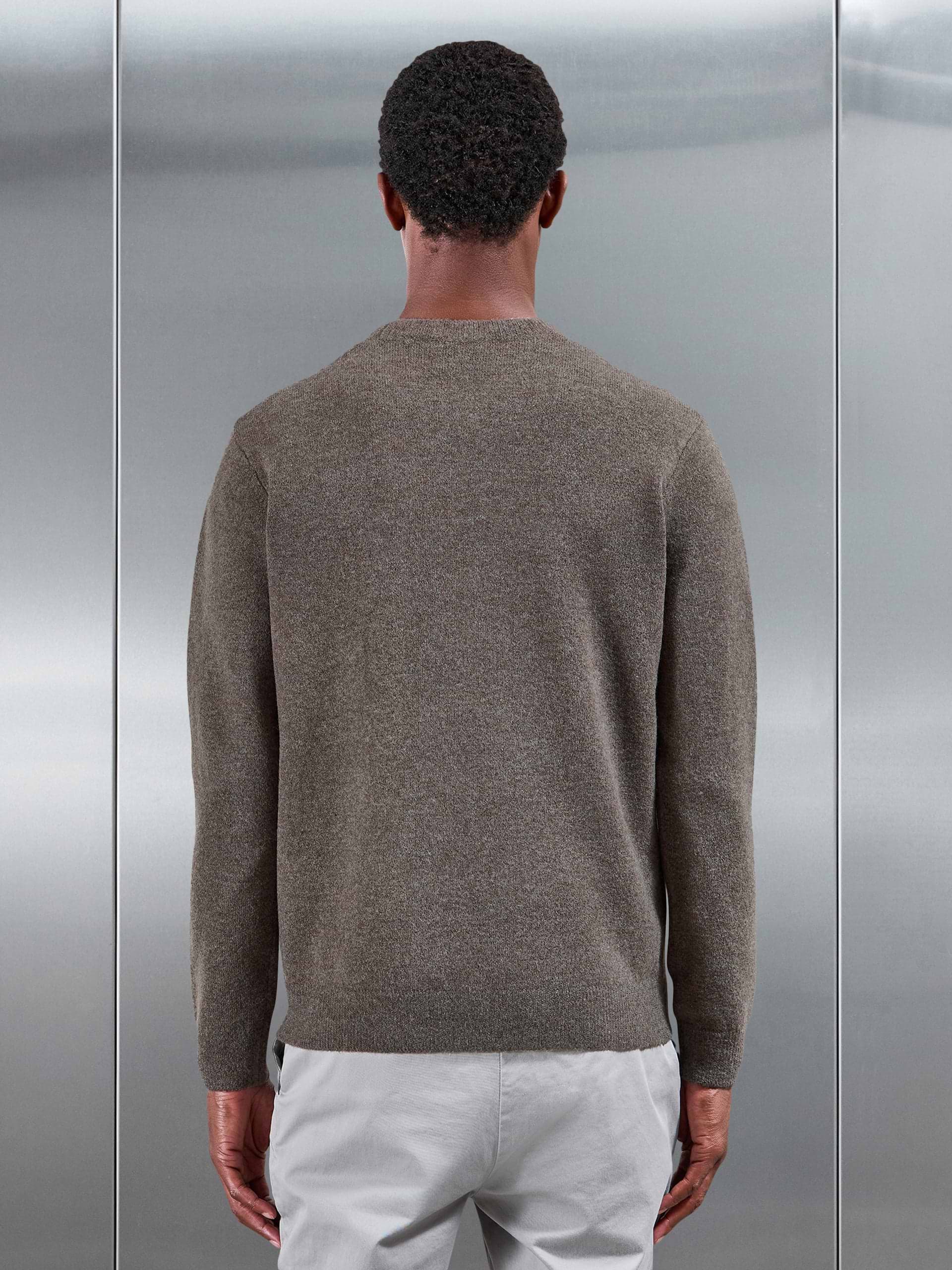 Chunky Wool Sweatshirt in Brown Marl