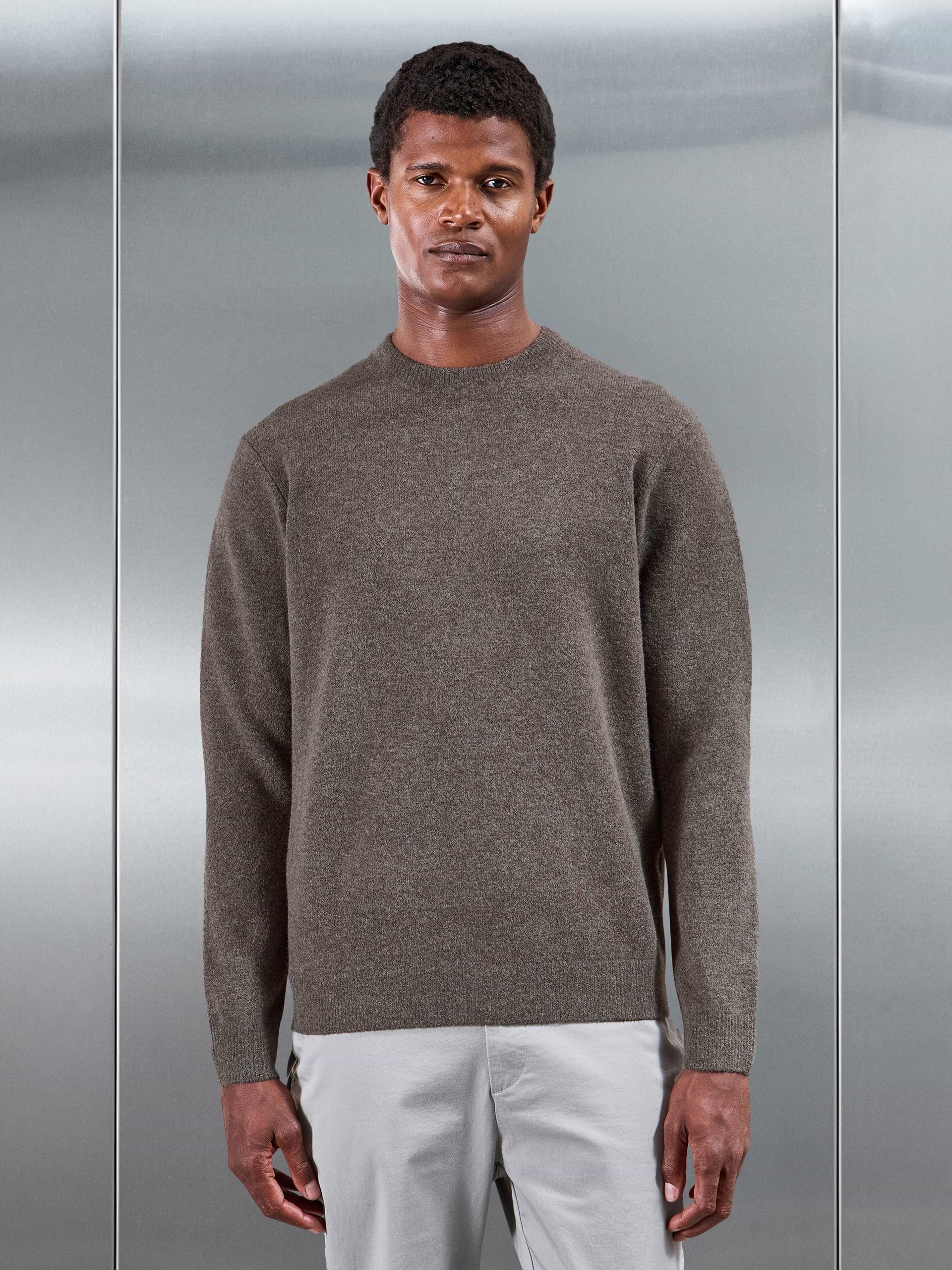 Chunky Wool Sweatshirt in Brown Marl