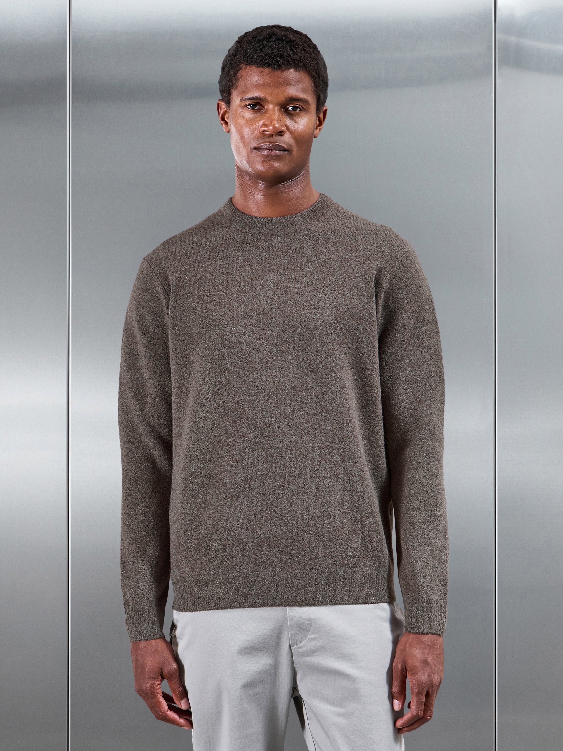 Chunky Wool Sweatshirt in Brown Marl