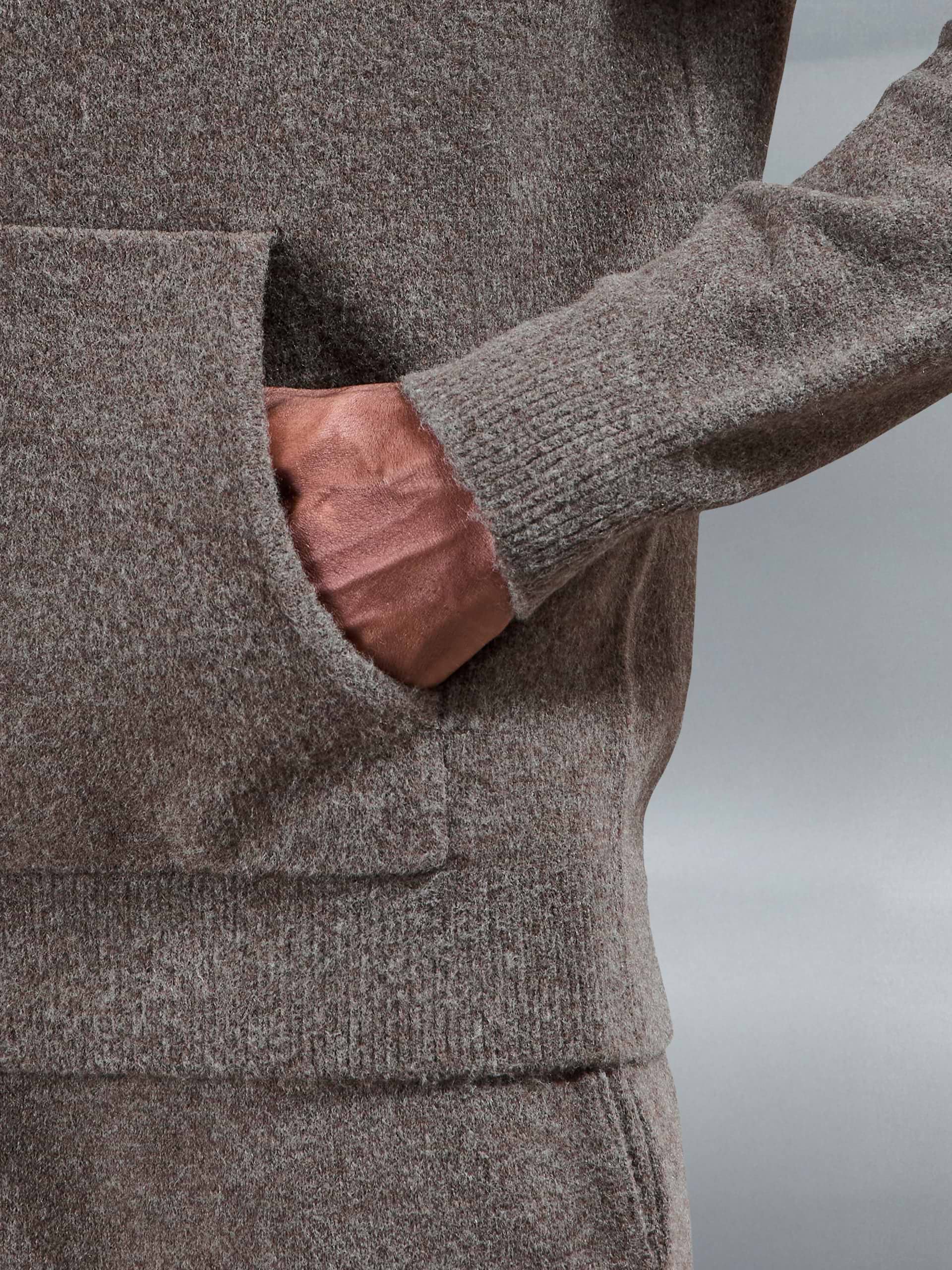 Chunky Wool Zip Hoodie in Brown Marl