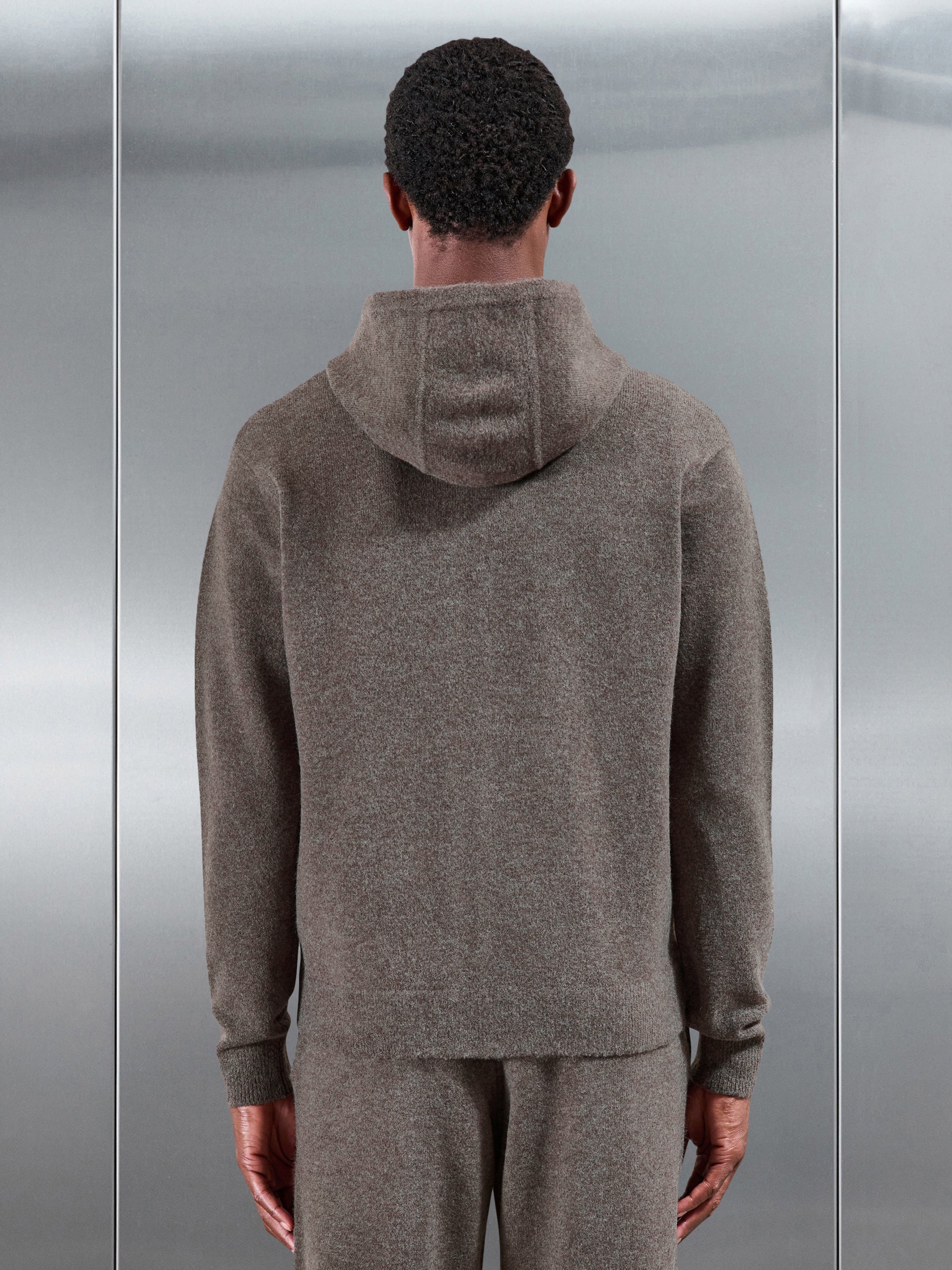 Chunky Wool Zip Hoodie in Brown Marl