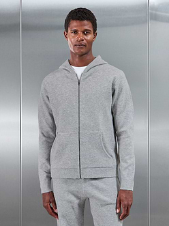 Chunky Wool Zip Hoodie in Marl Grey