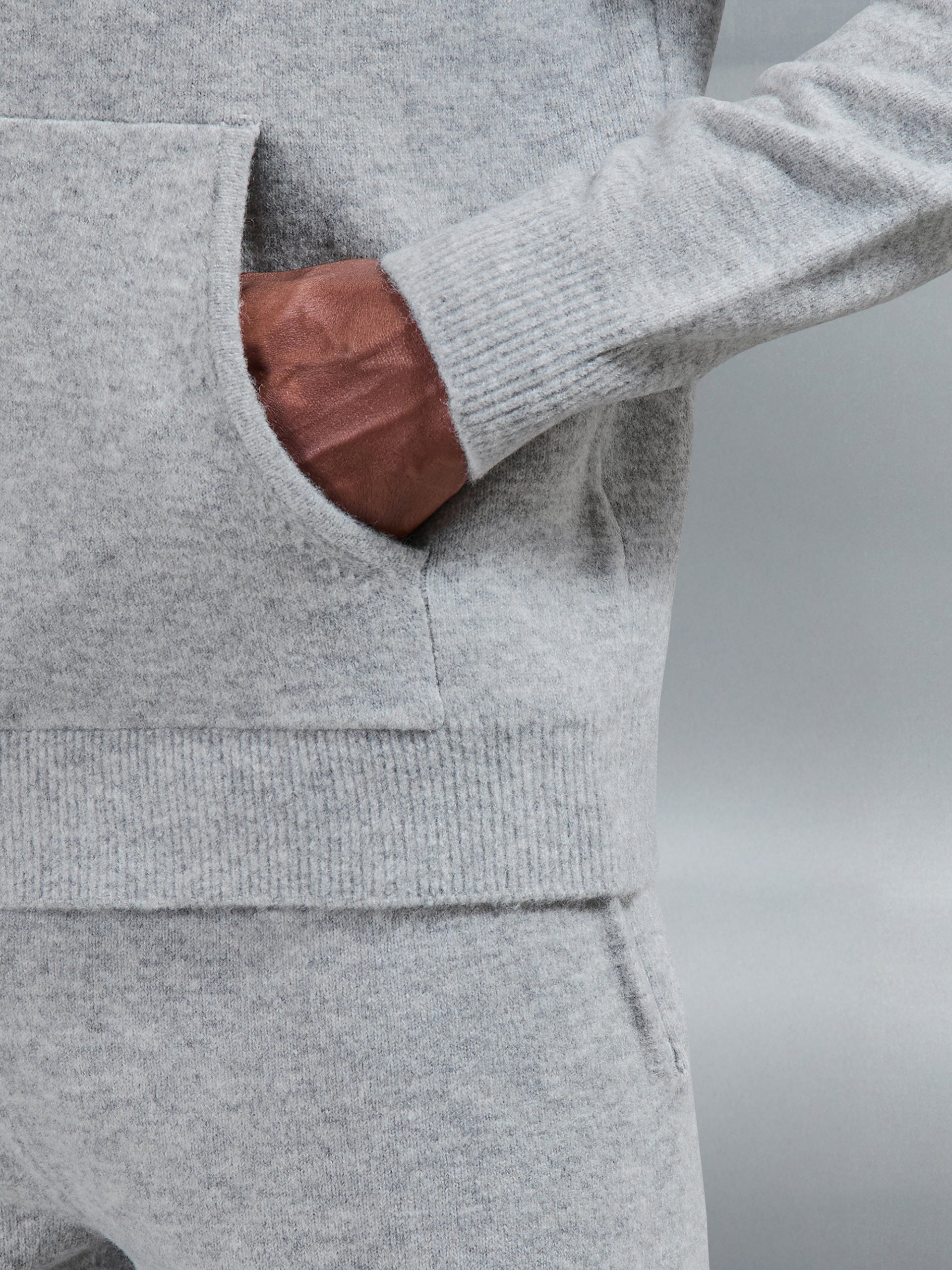 Chunky Wool Zip Hoodie in Marl Grey