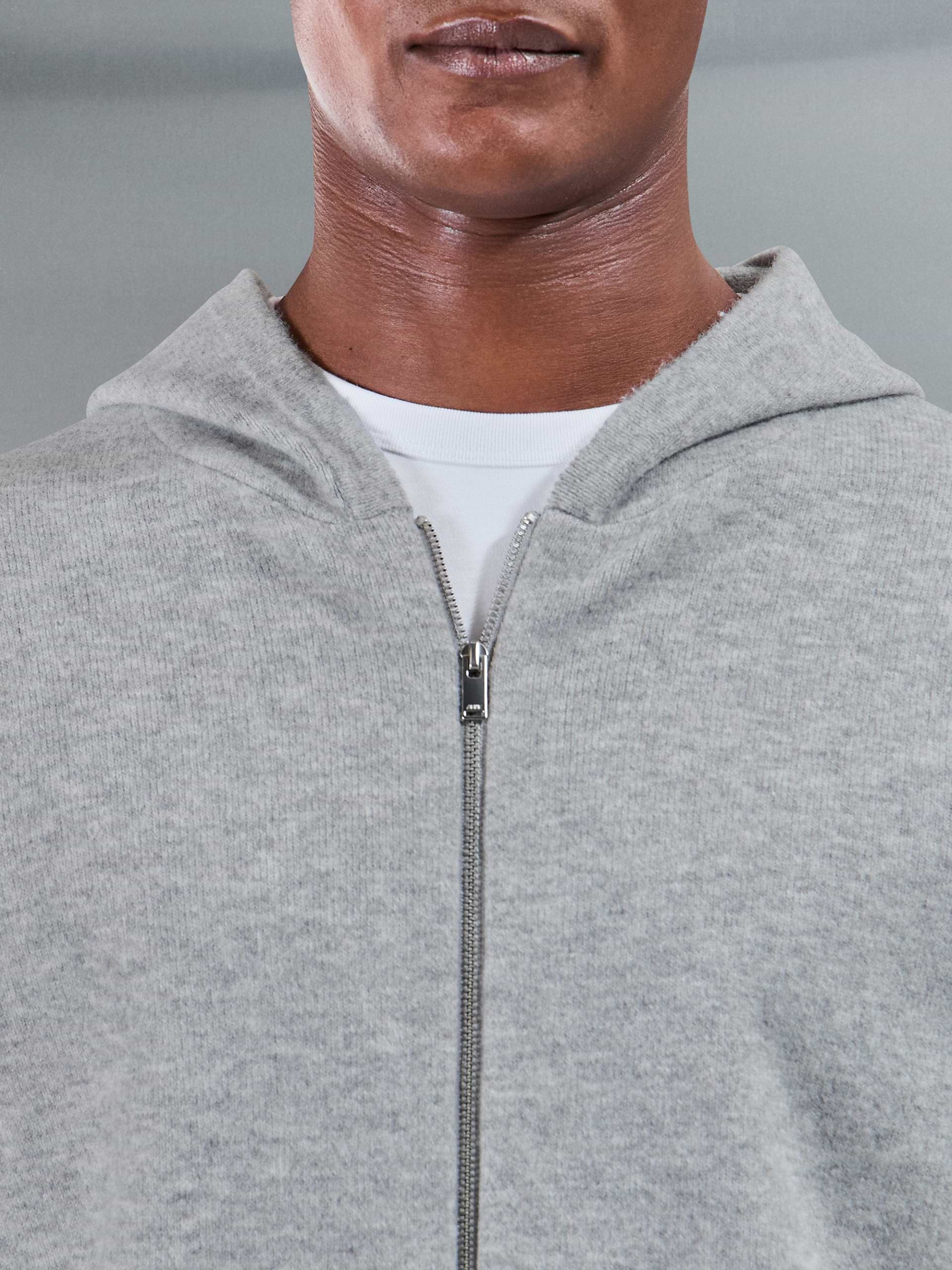 Chunky Wool Zip Hoodie in Marl Grey