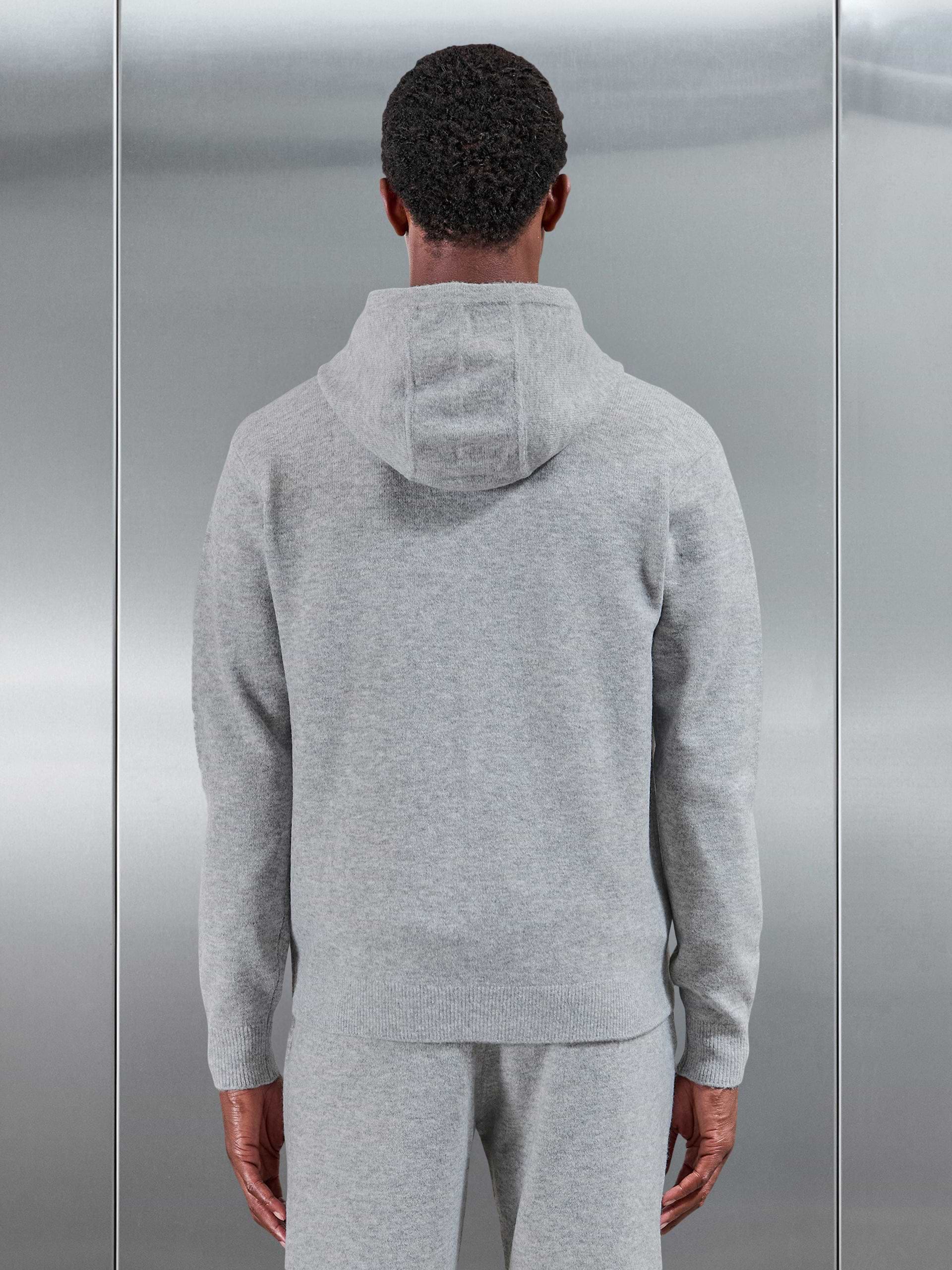 Chunky Wool Zip Hoodie in Marl Grey